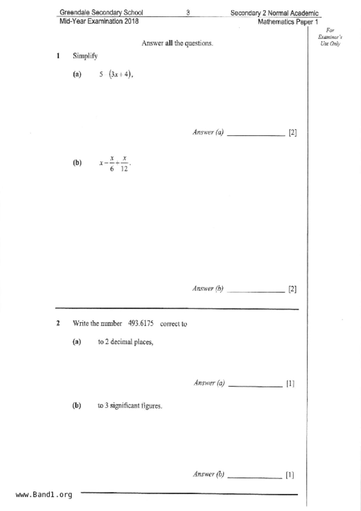 S2Maths試卷