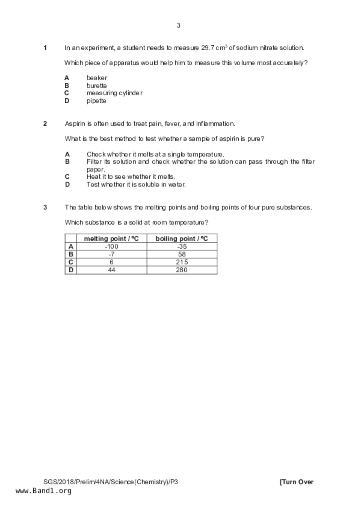 S4Science Chemistry試卷