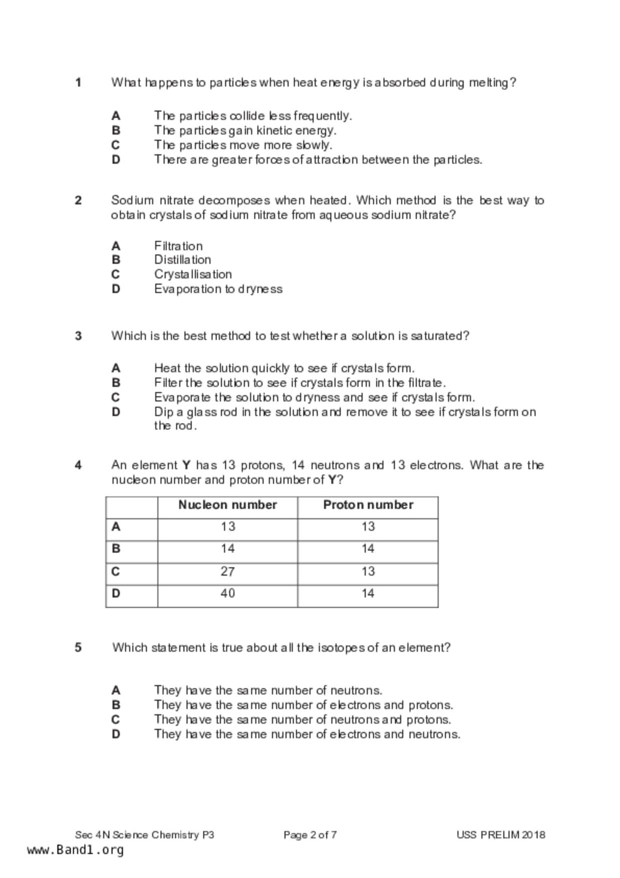 S4Science Chemistry試卷