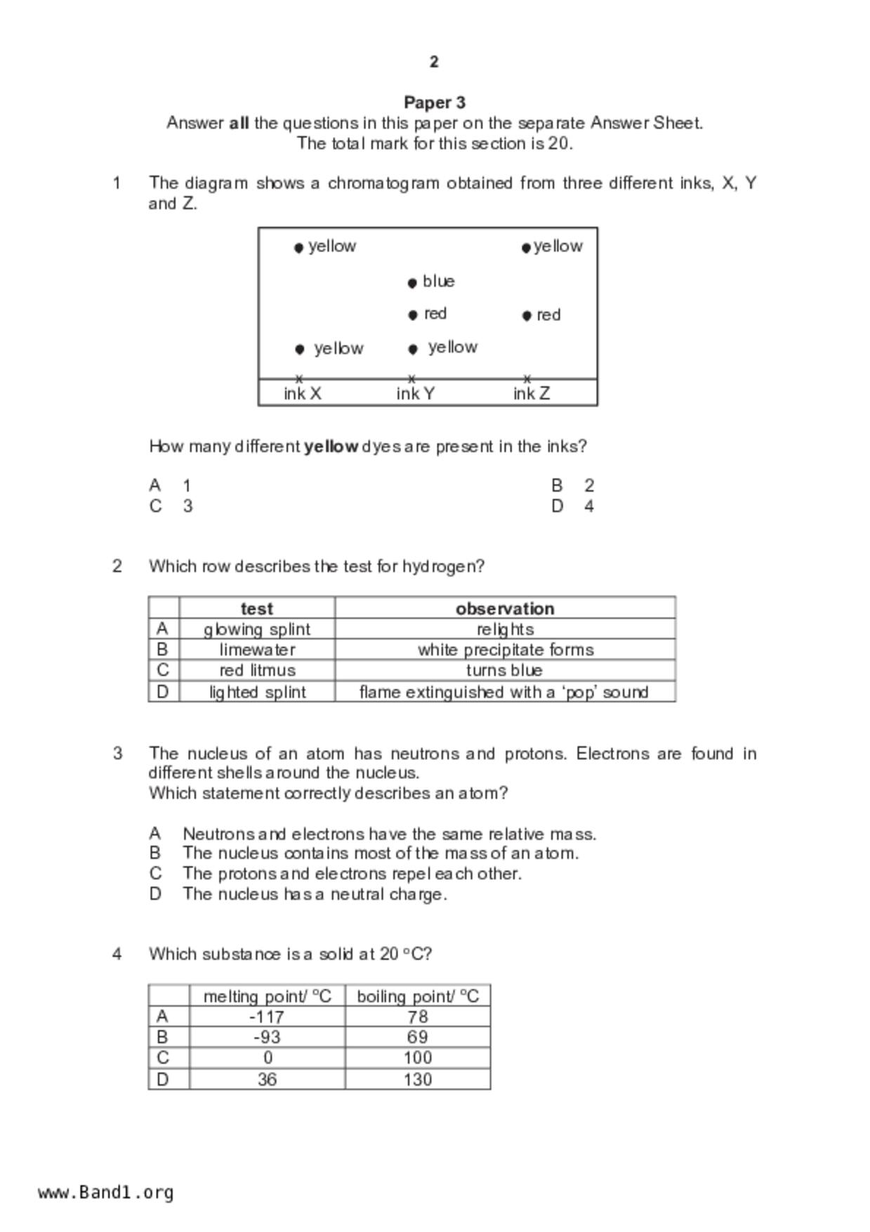 S4Science Chemistry試卷