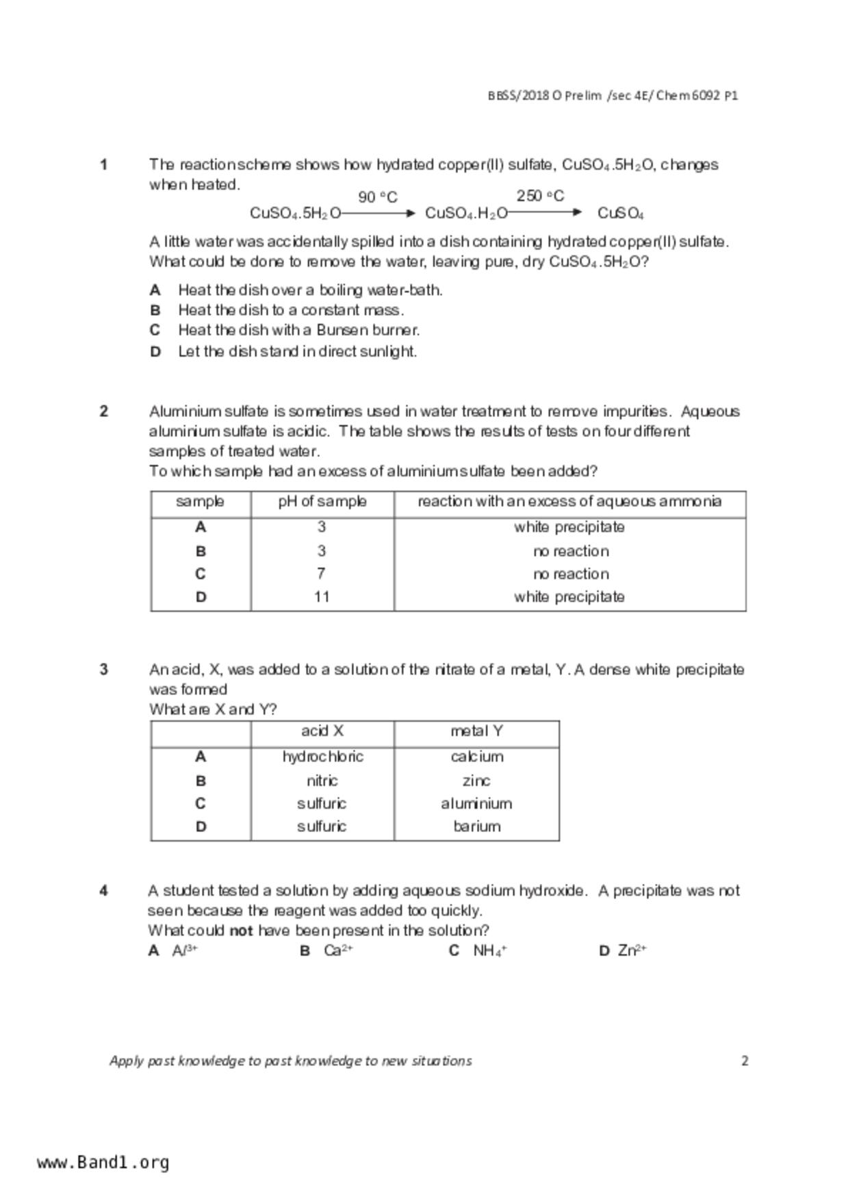 S5Pure Chemistry試卷