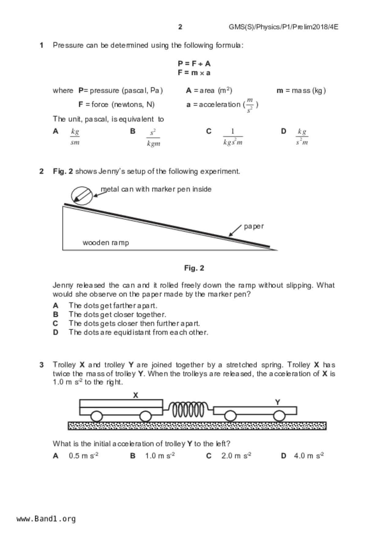 S5Pure Physics試卷