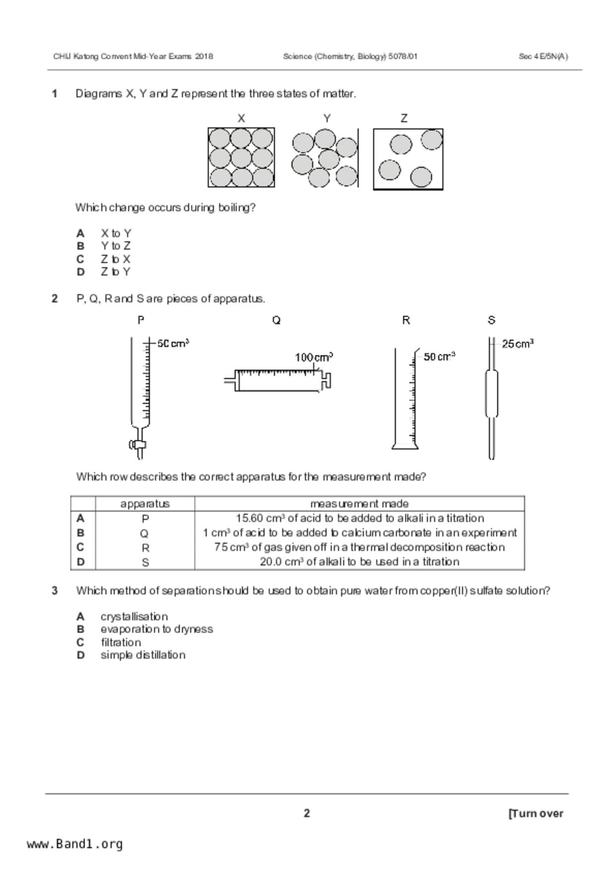 S5Science Chemistry試卷