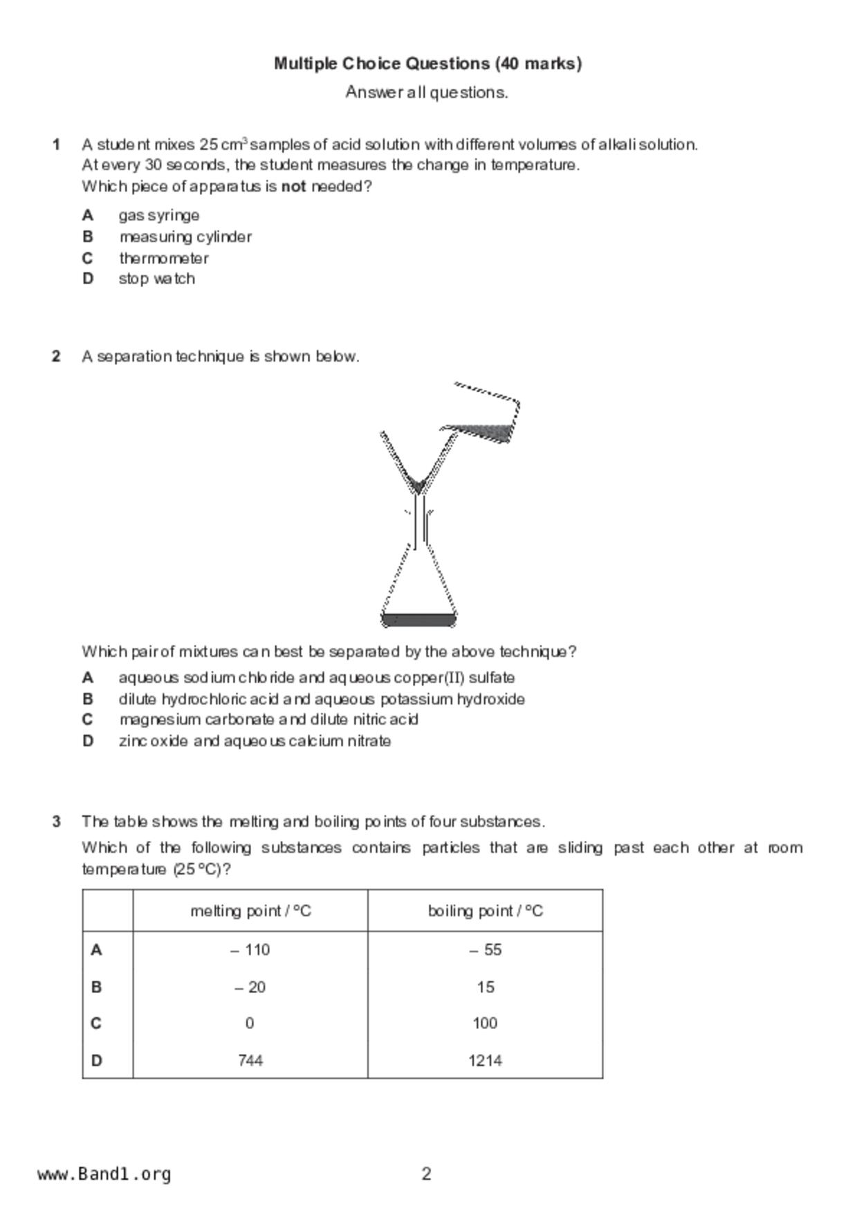 S5Science Chemistry試卷