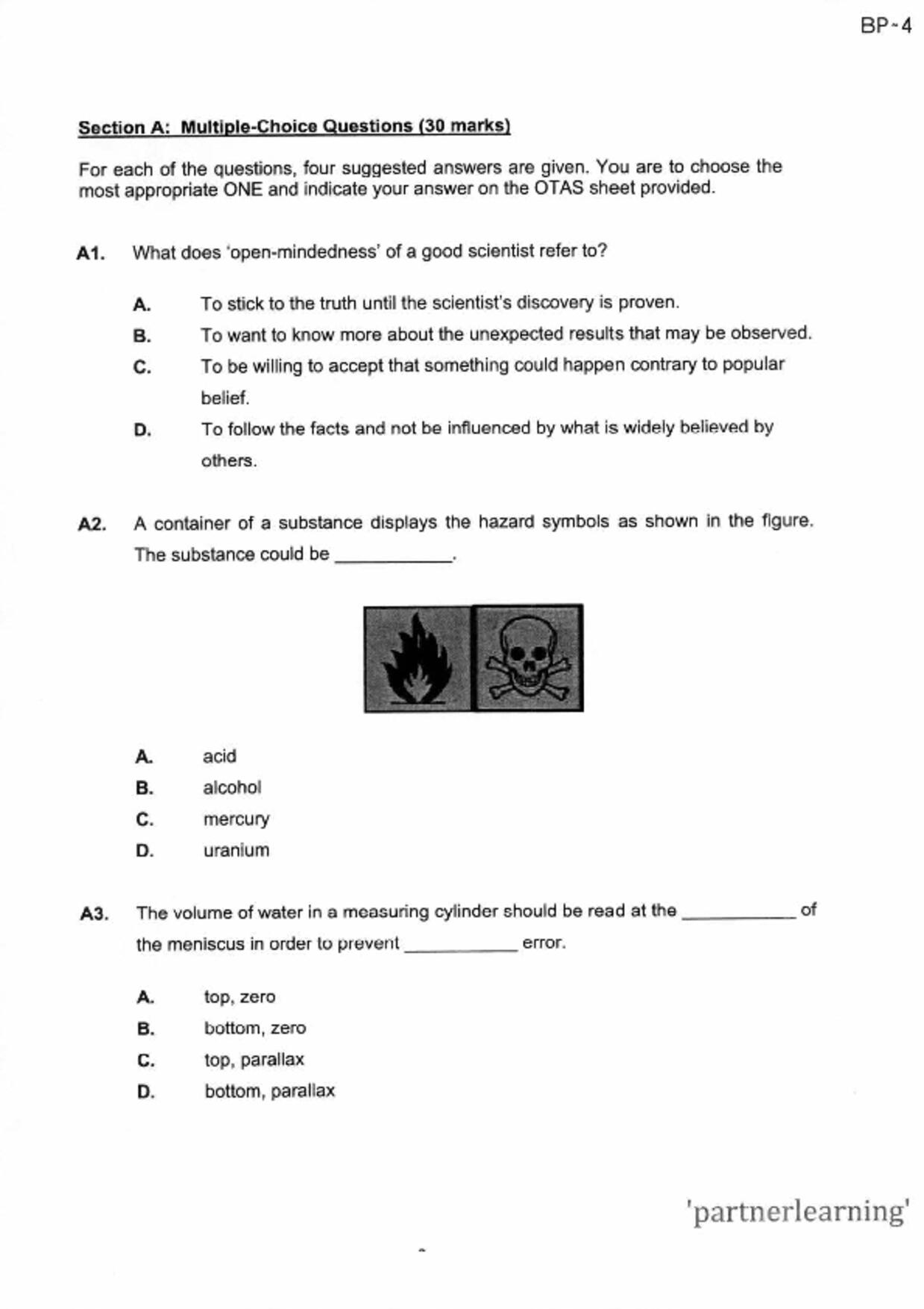 S1Science試卷
