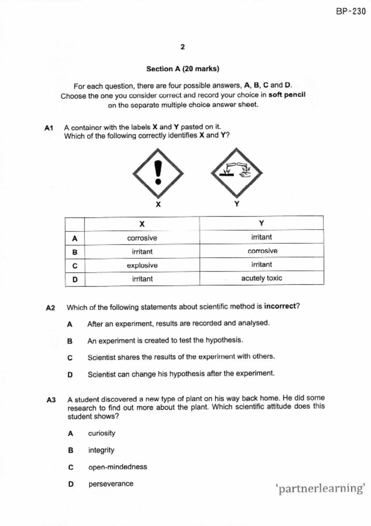 S1Science試卷