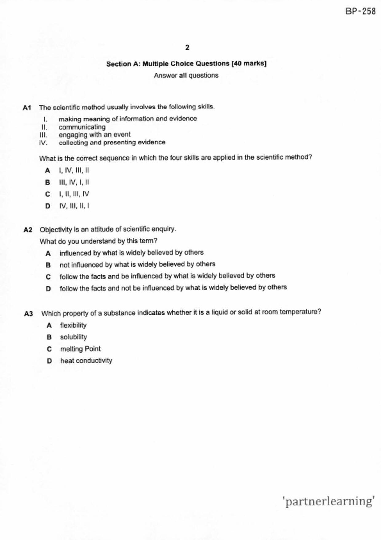S1Science試卷