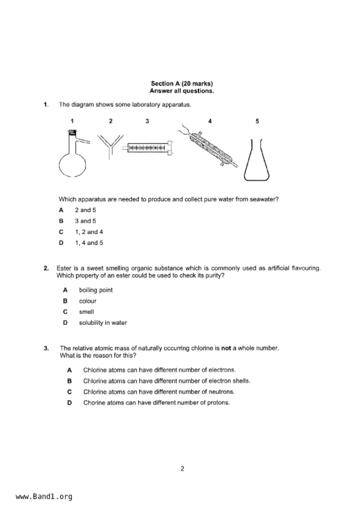 S3Chemistry試卷
