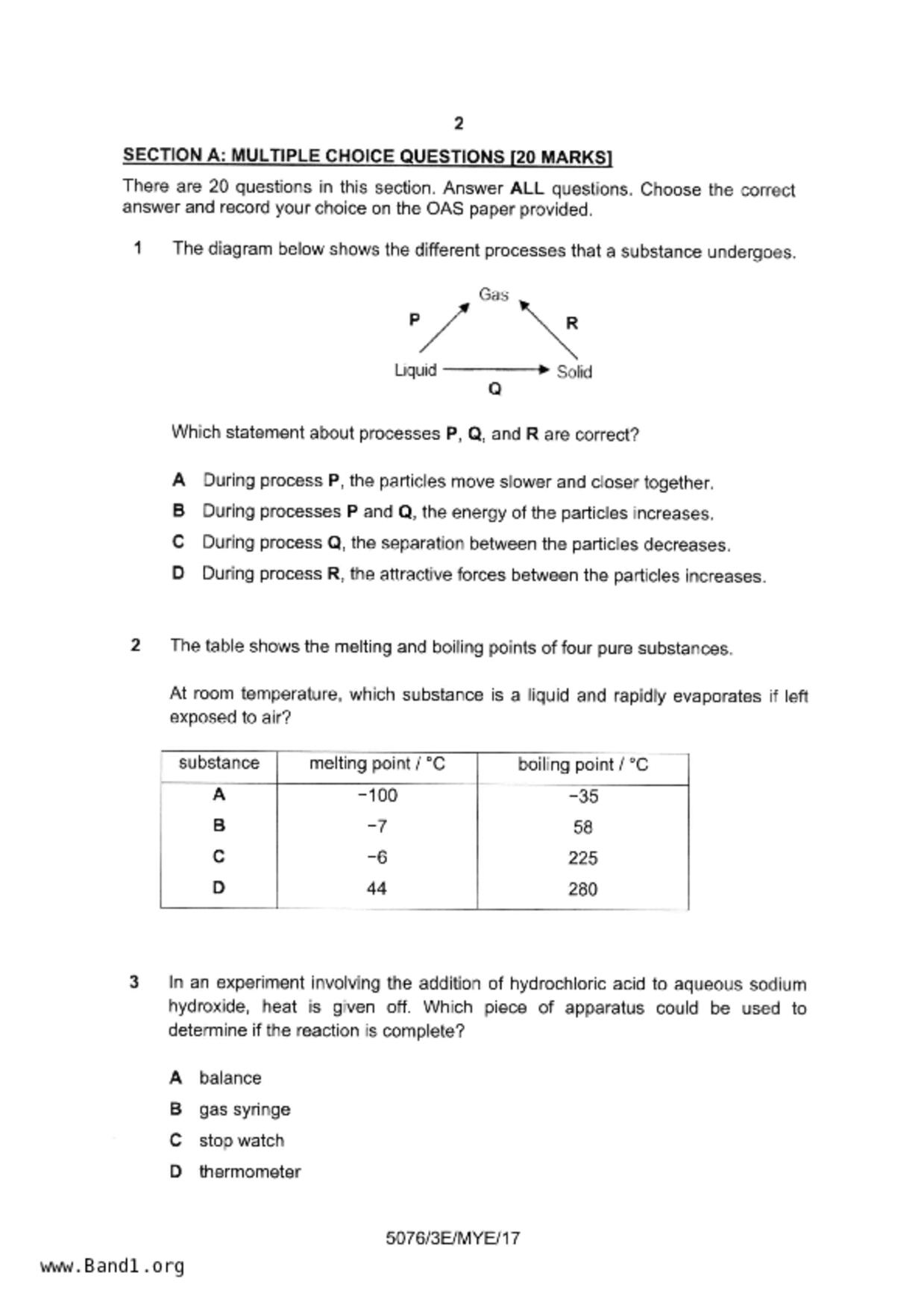 S3Chemistry試卷