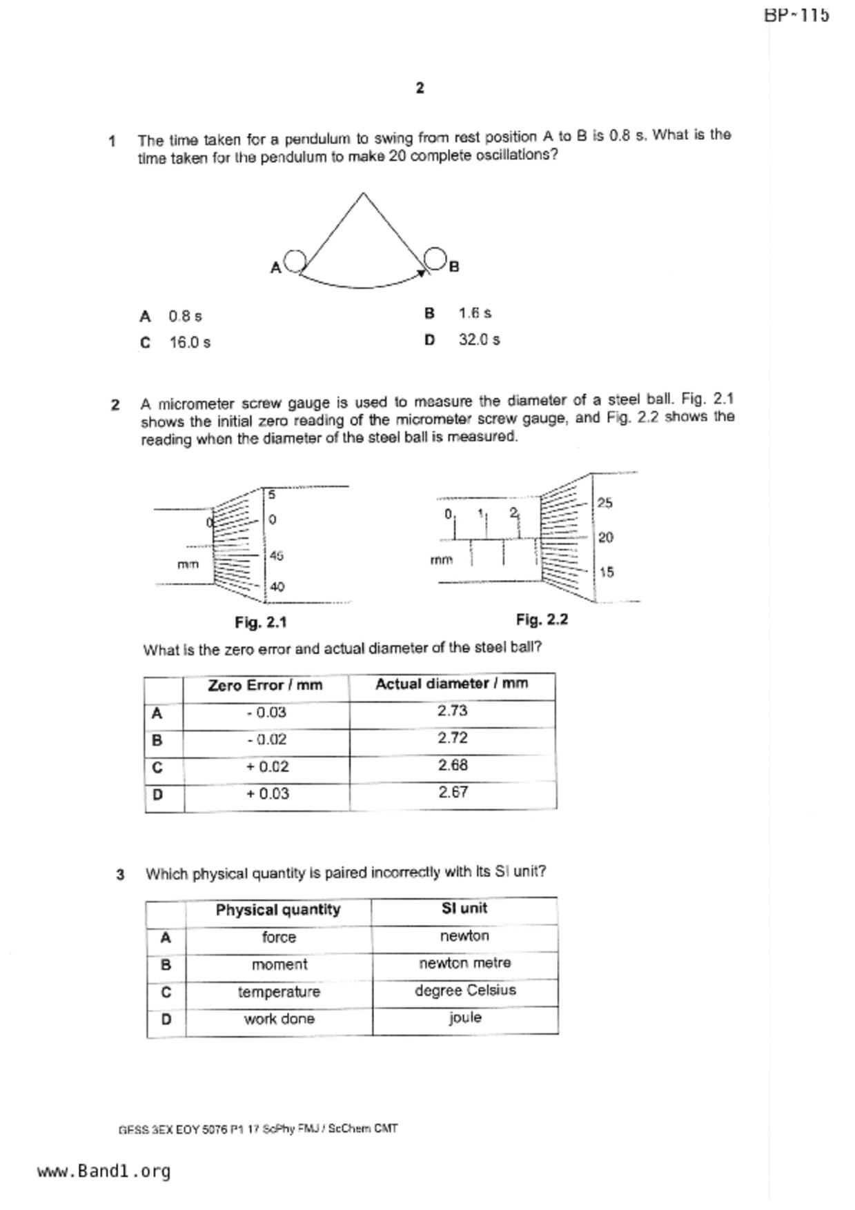 S3Physics試卷
