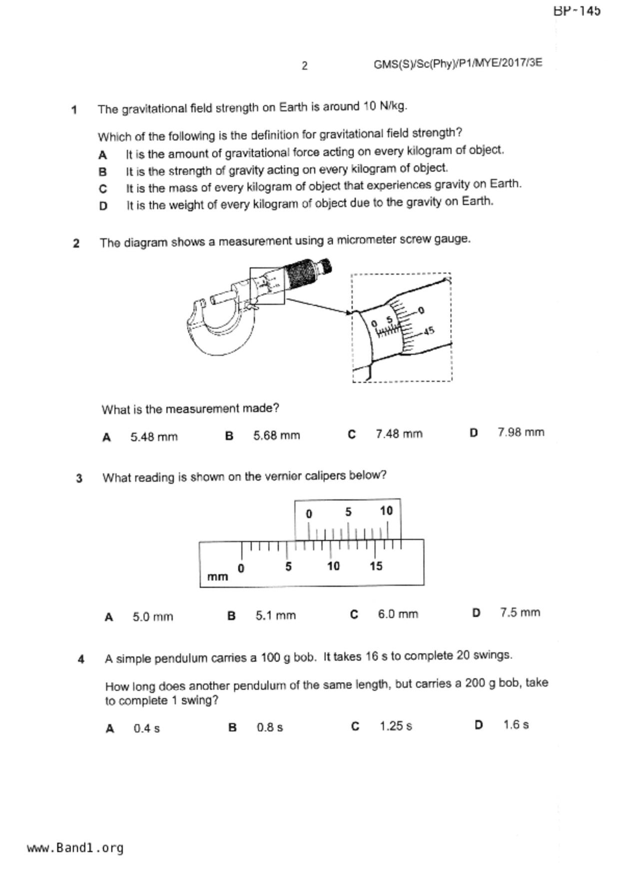 S3Physics試卷