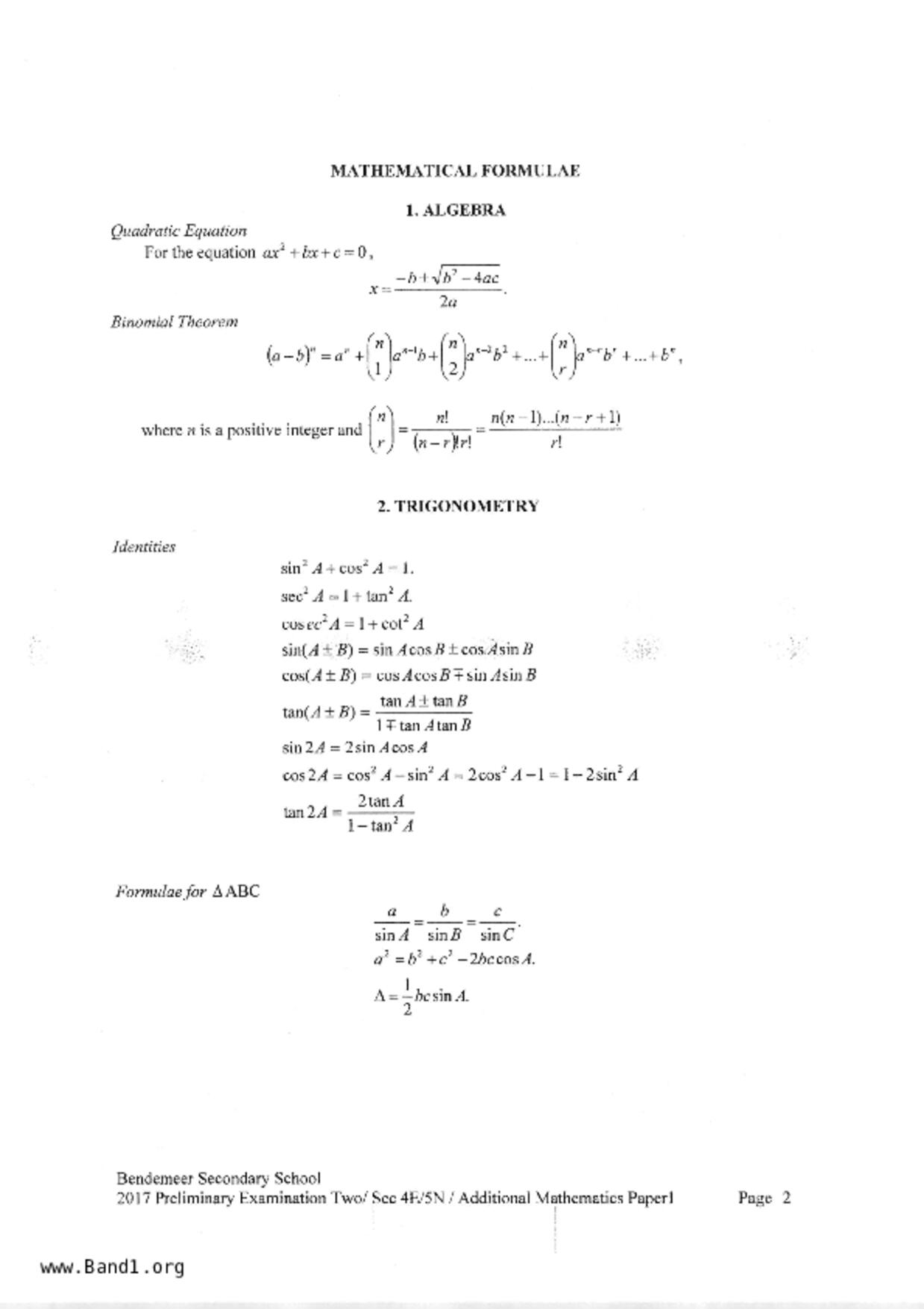 S5A Math試卷
