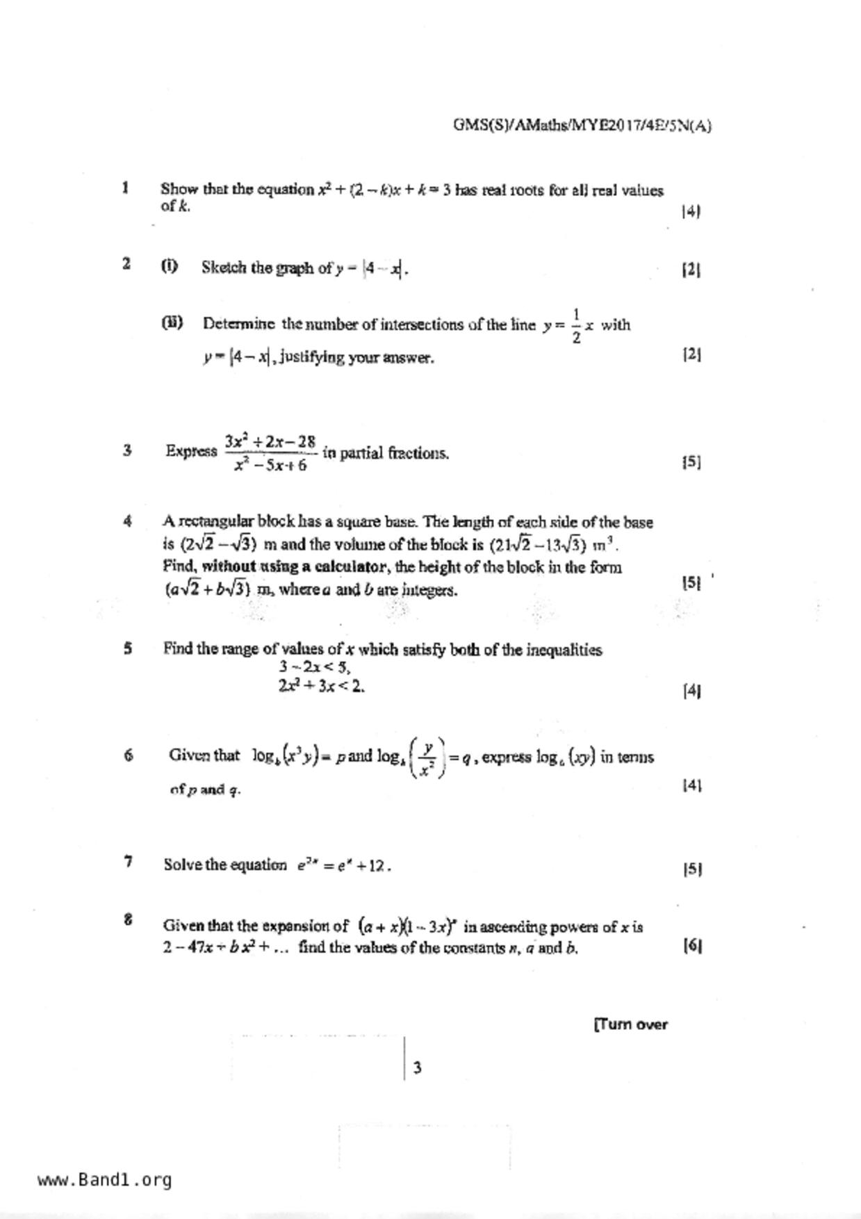 S5A Math試卷