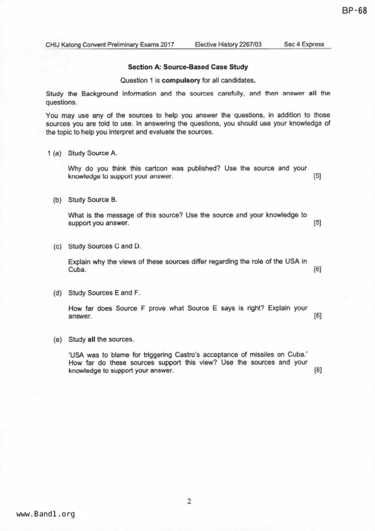 S5History Elective試卷