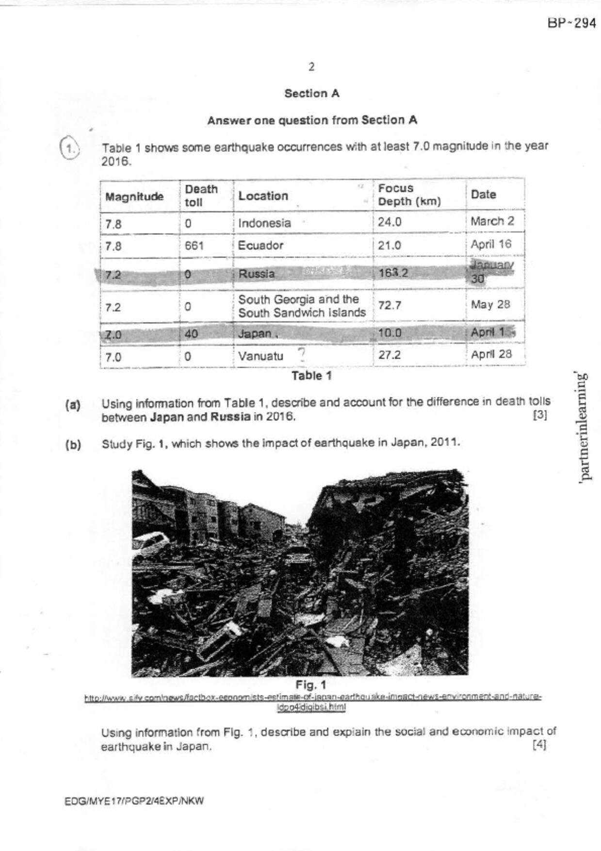 S5Geography試卷