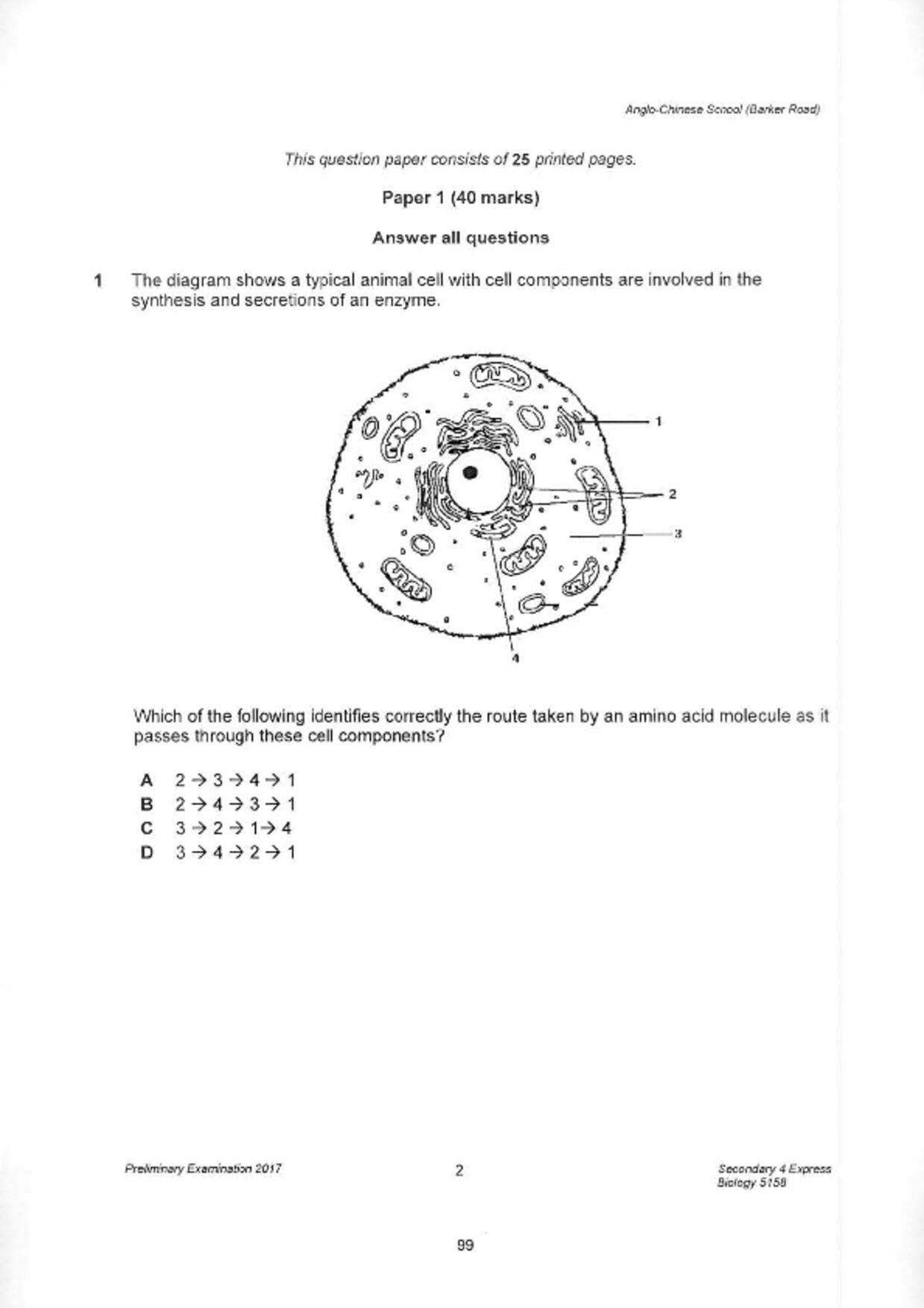 S5Pure Biology試卷