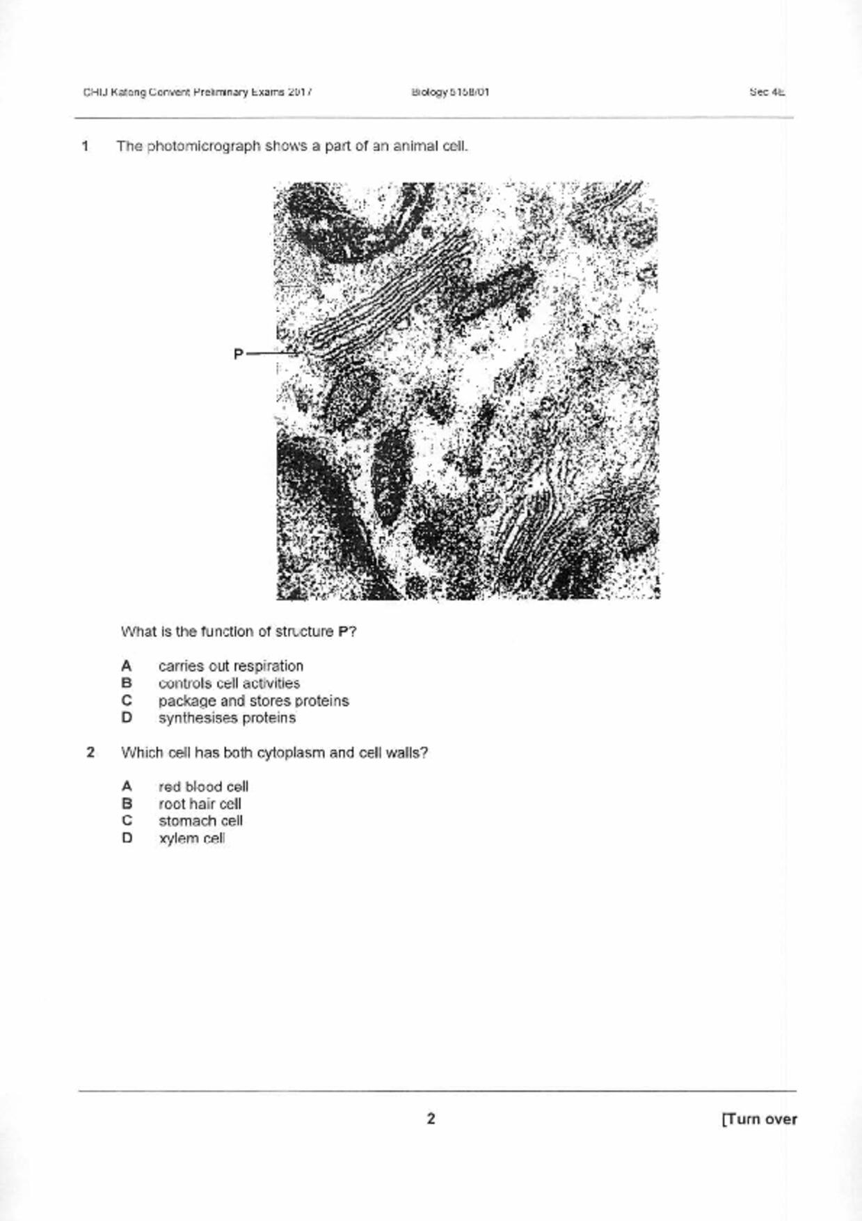 S5Pure Biology試卷