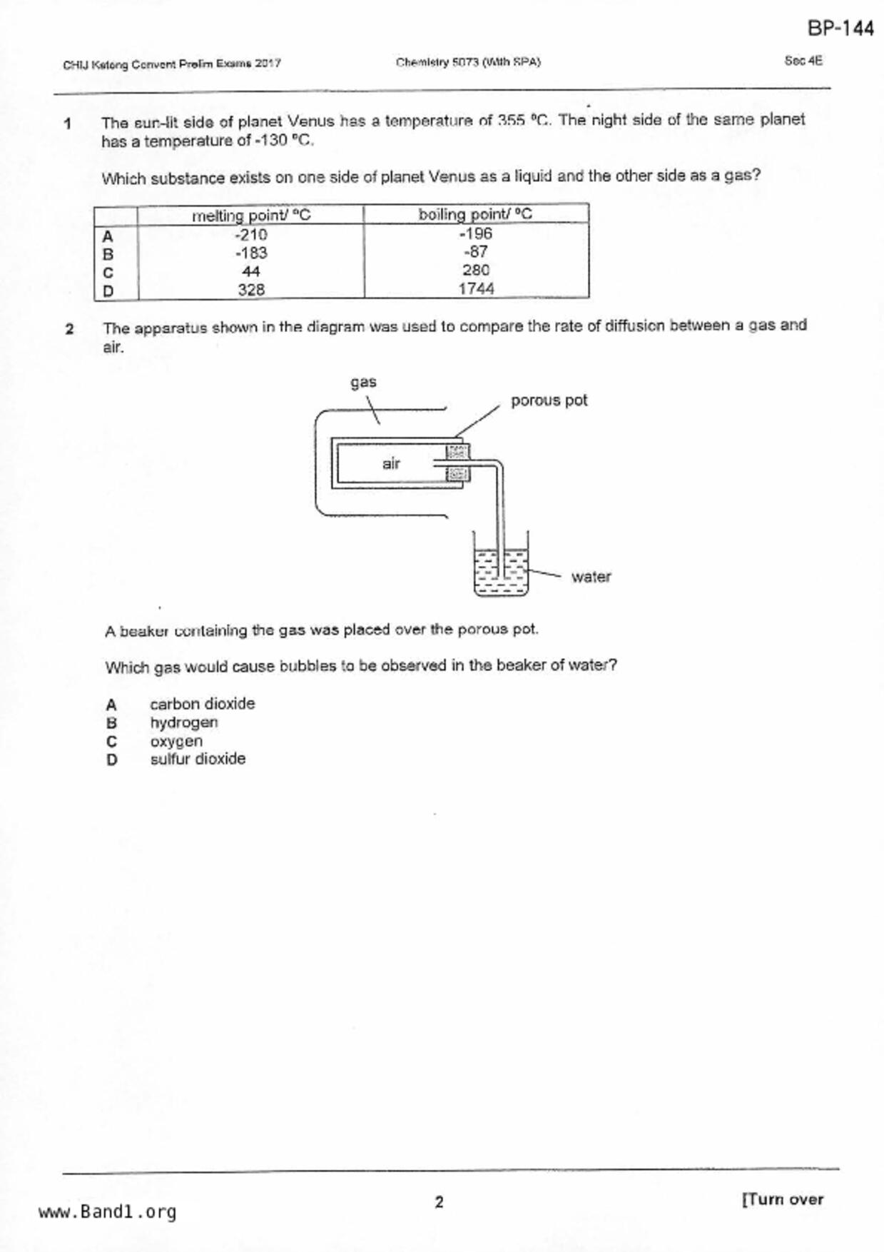 S5Pure Chemistry試卷