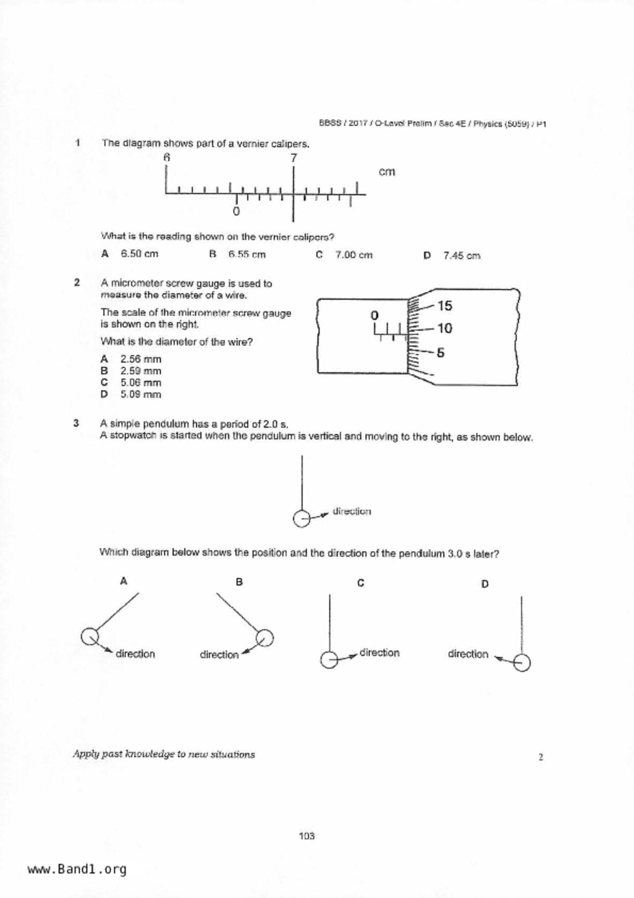 S5Pure Physics試卷