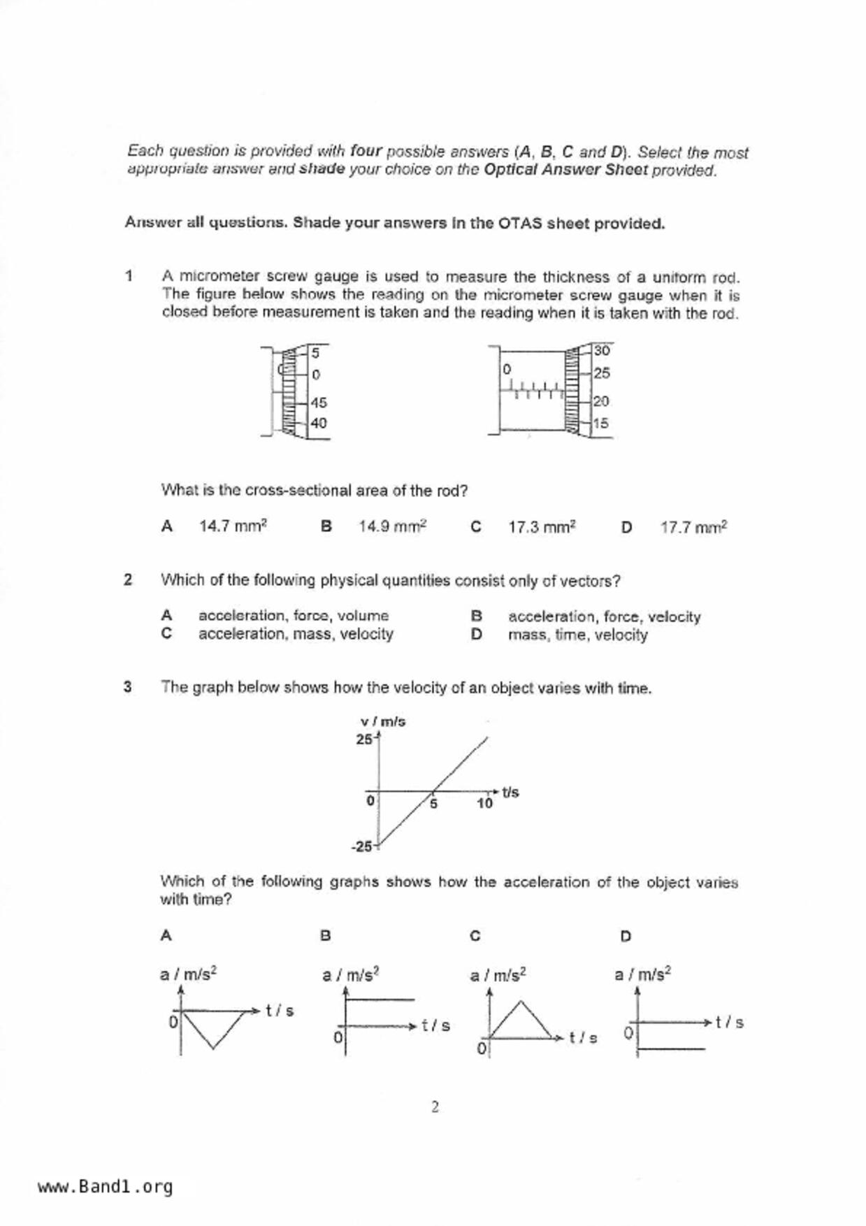 S5Pure Physics試卷