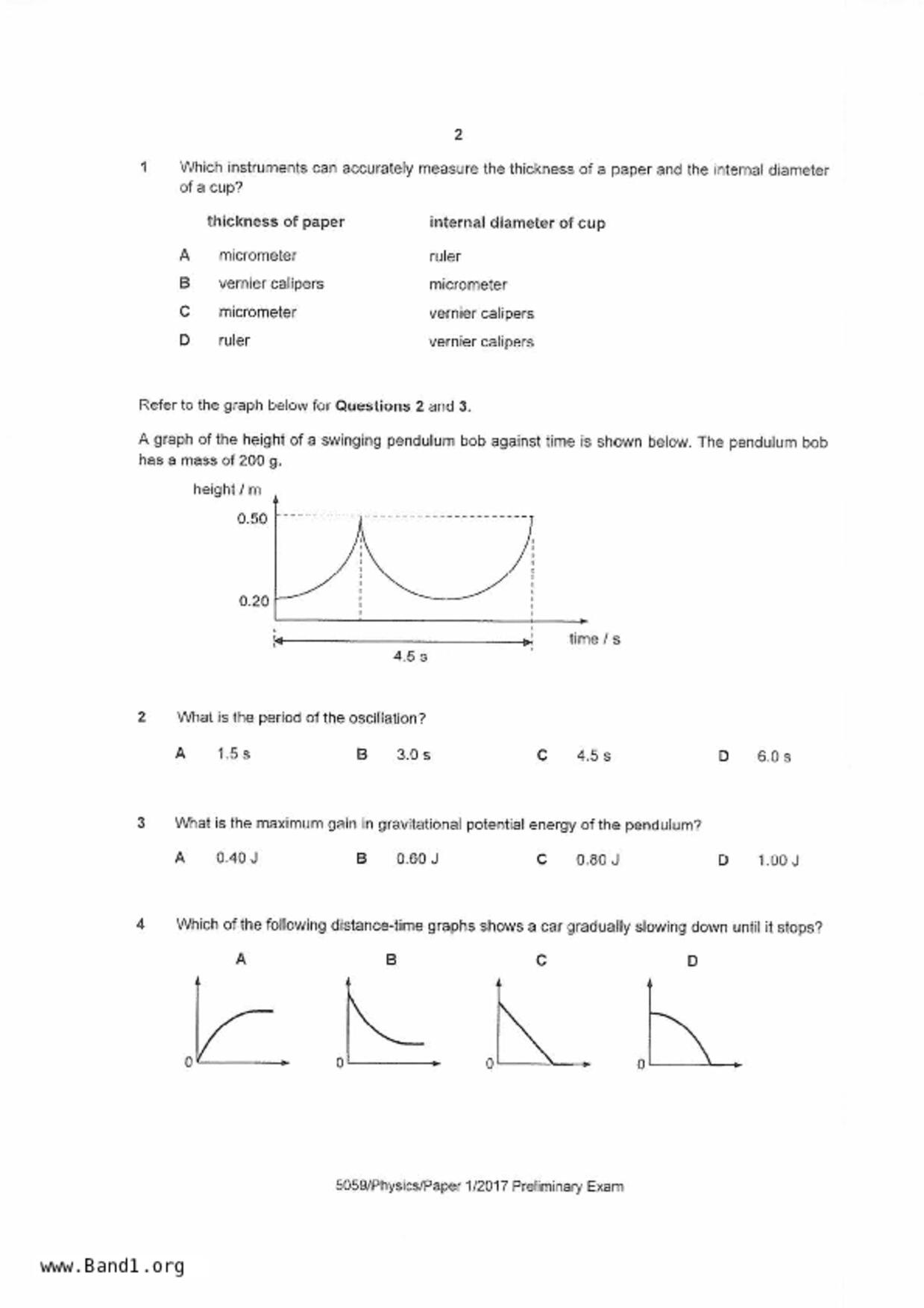 S5Pure Physics試卷