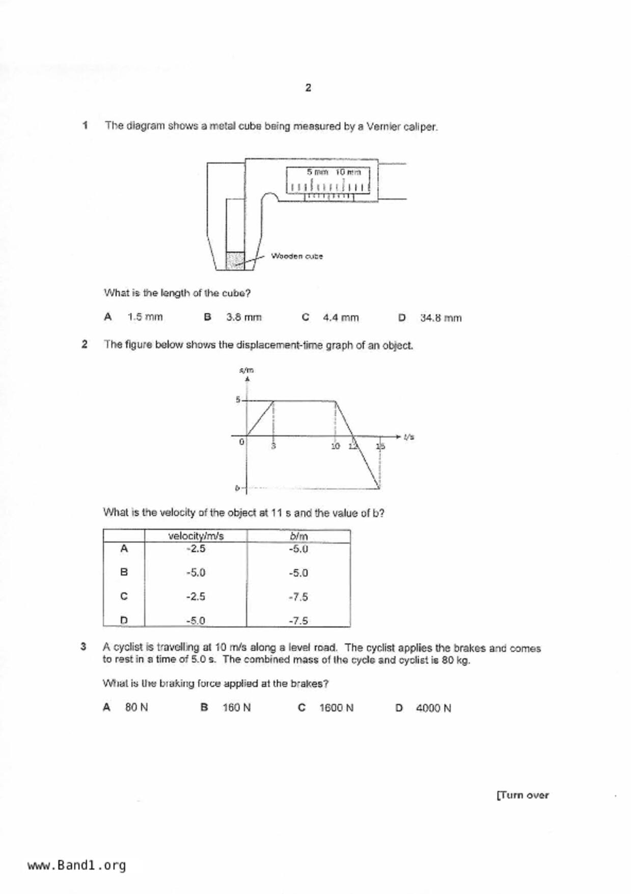 S5Pure Physics試卷