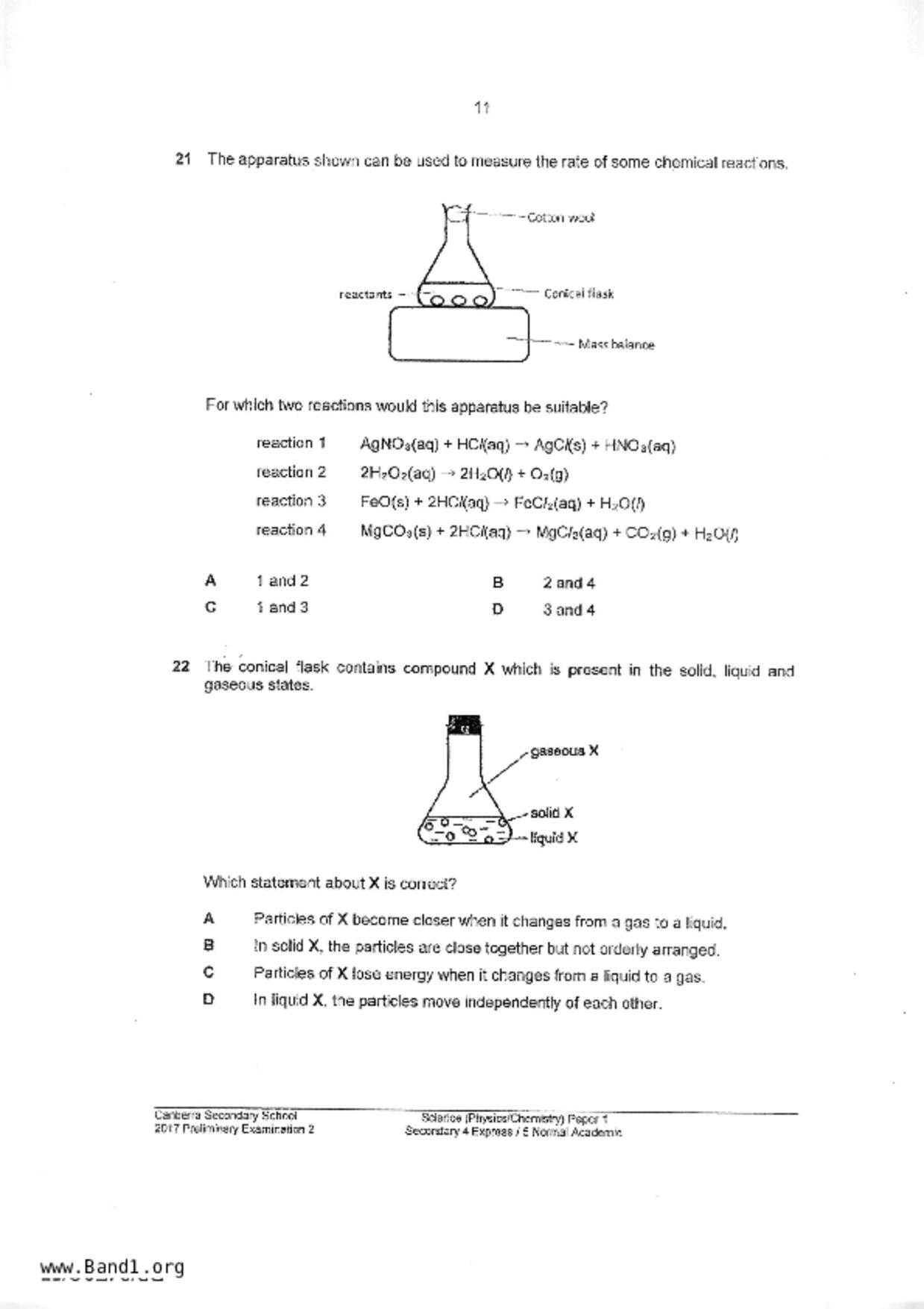 S5Science Chemistry試卷