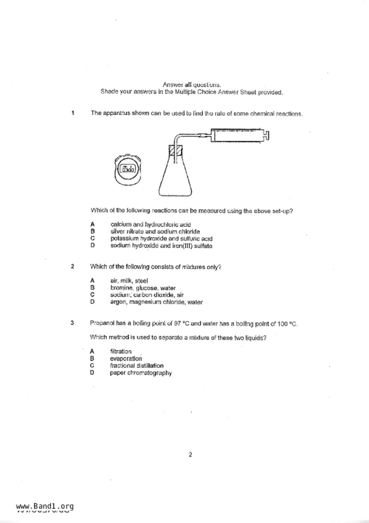 S5Science Chemistry試卷