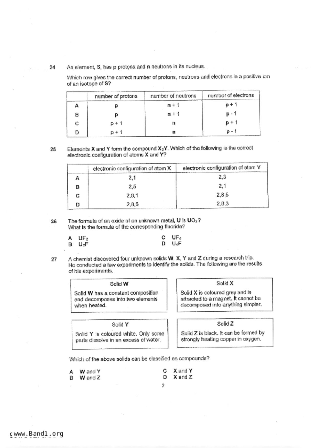 S5Science Chemistry試卷