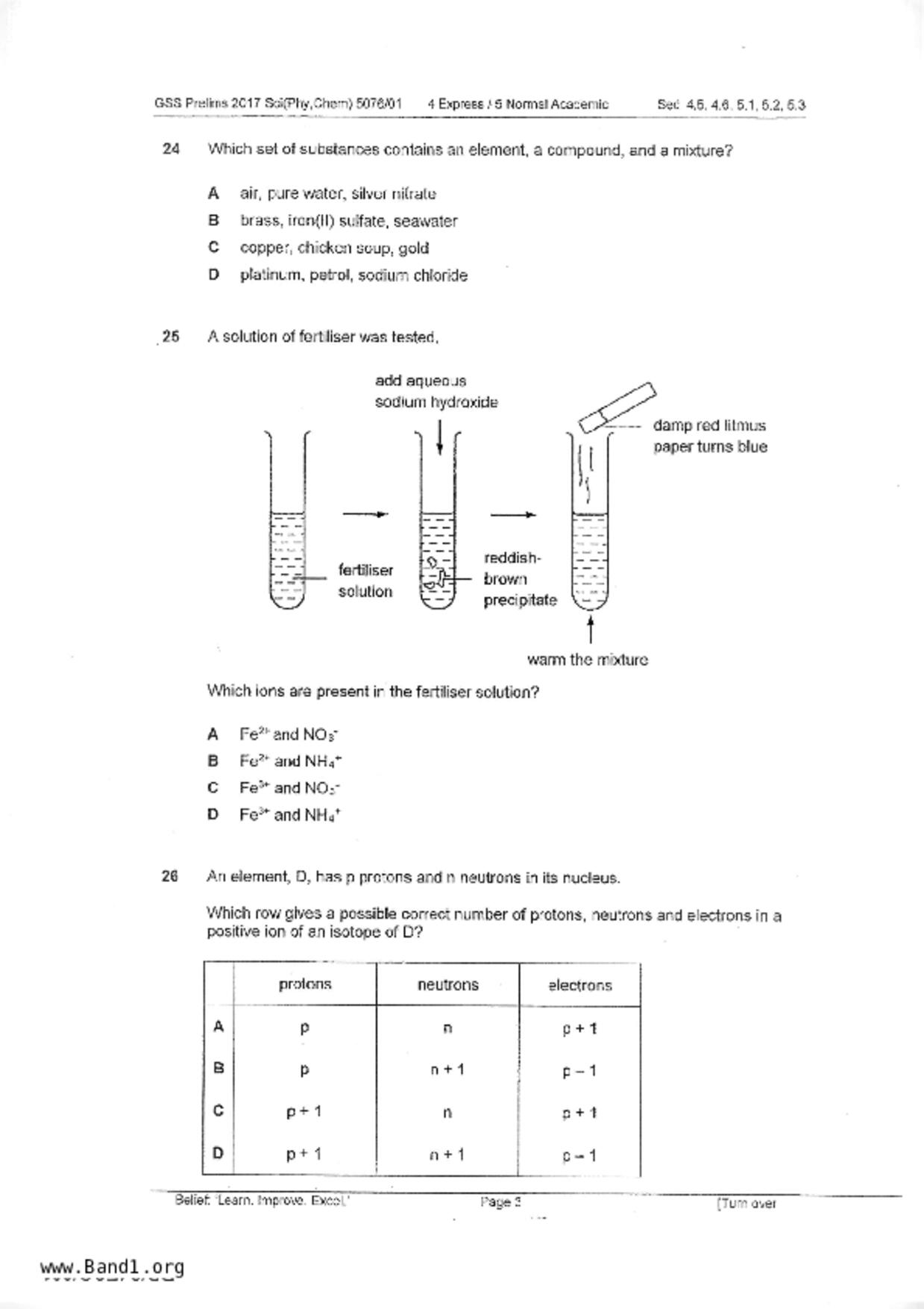 S5Science Chemistry試卷
