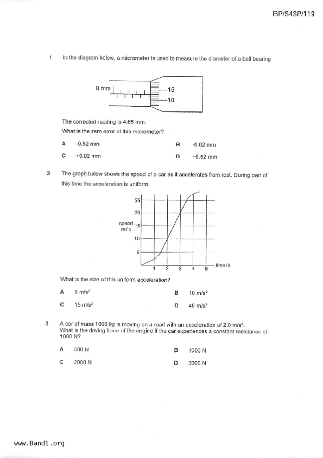 S5Science Physics試卷