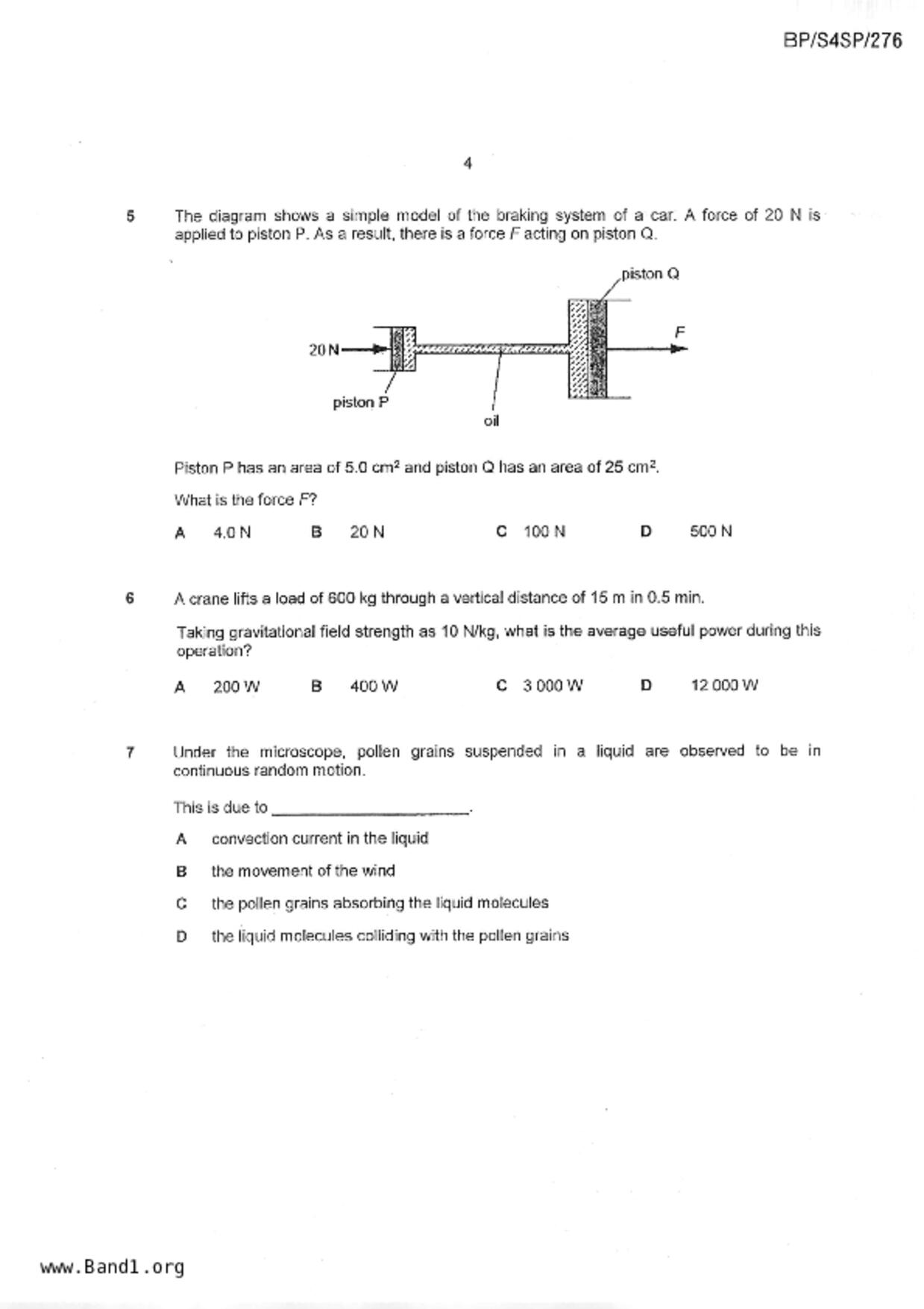 S5Science Physics試卷