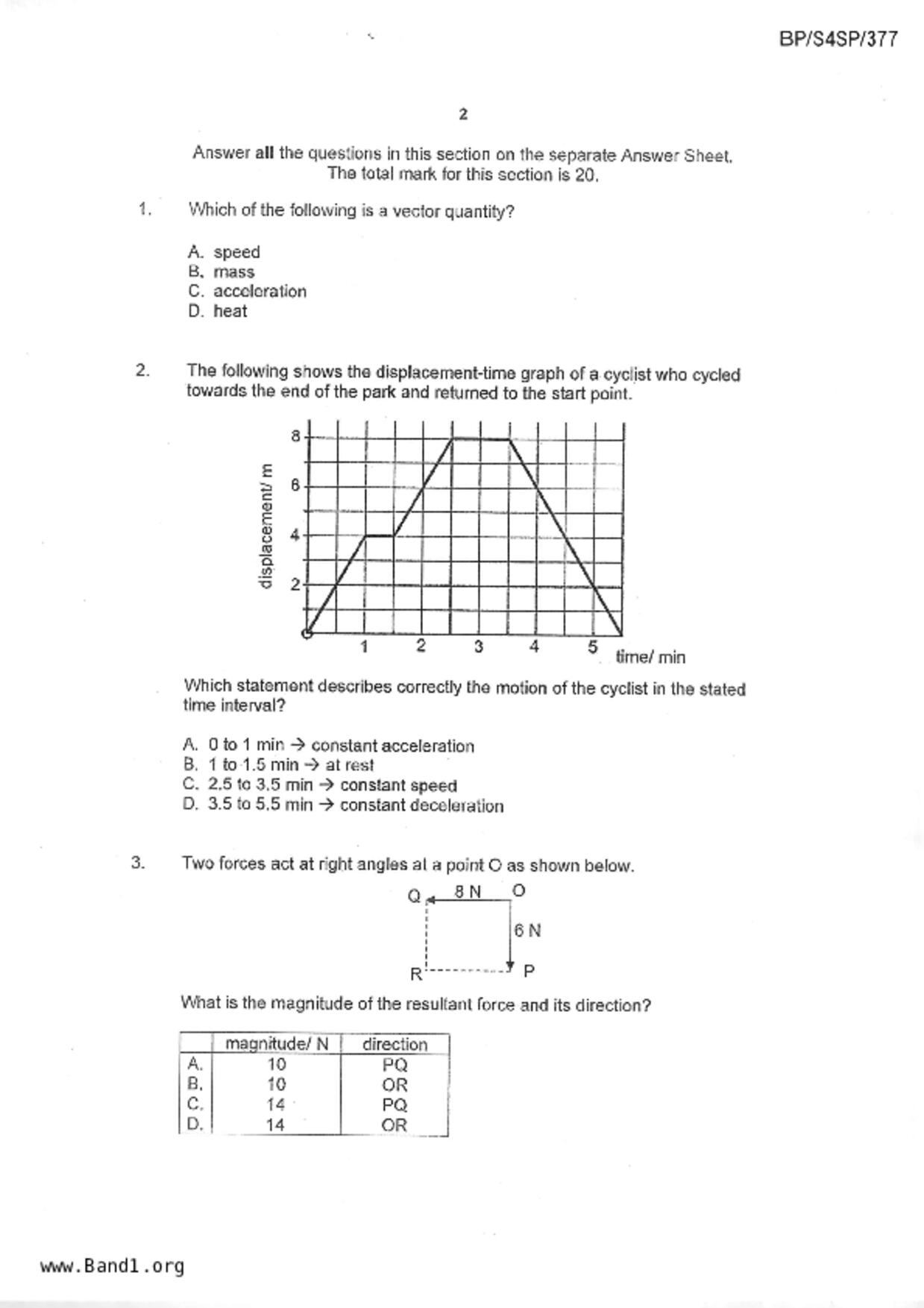 S5Science Physics試卷