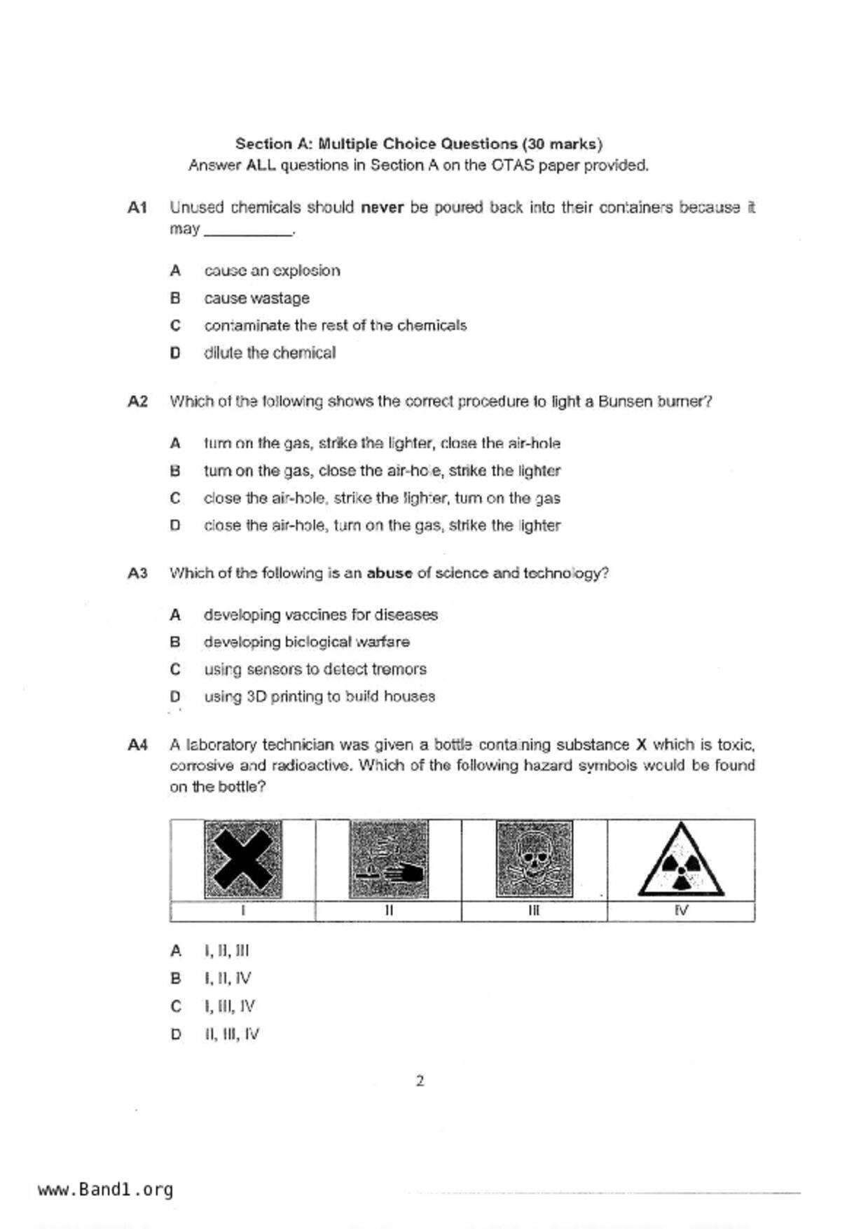 S1Science試卷