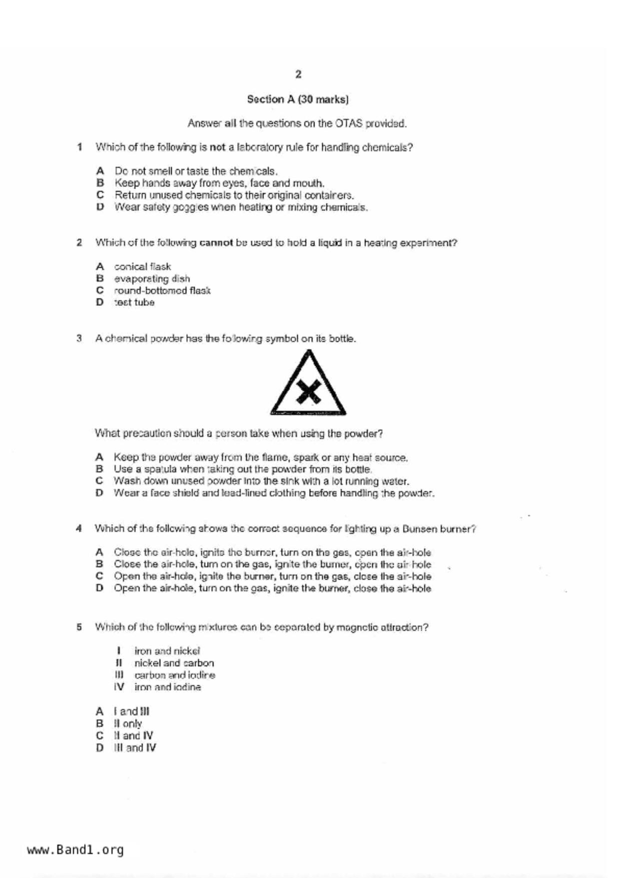 S1Science試卷
