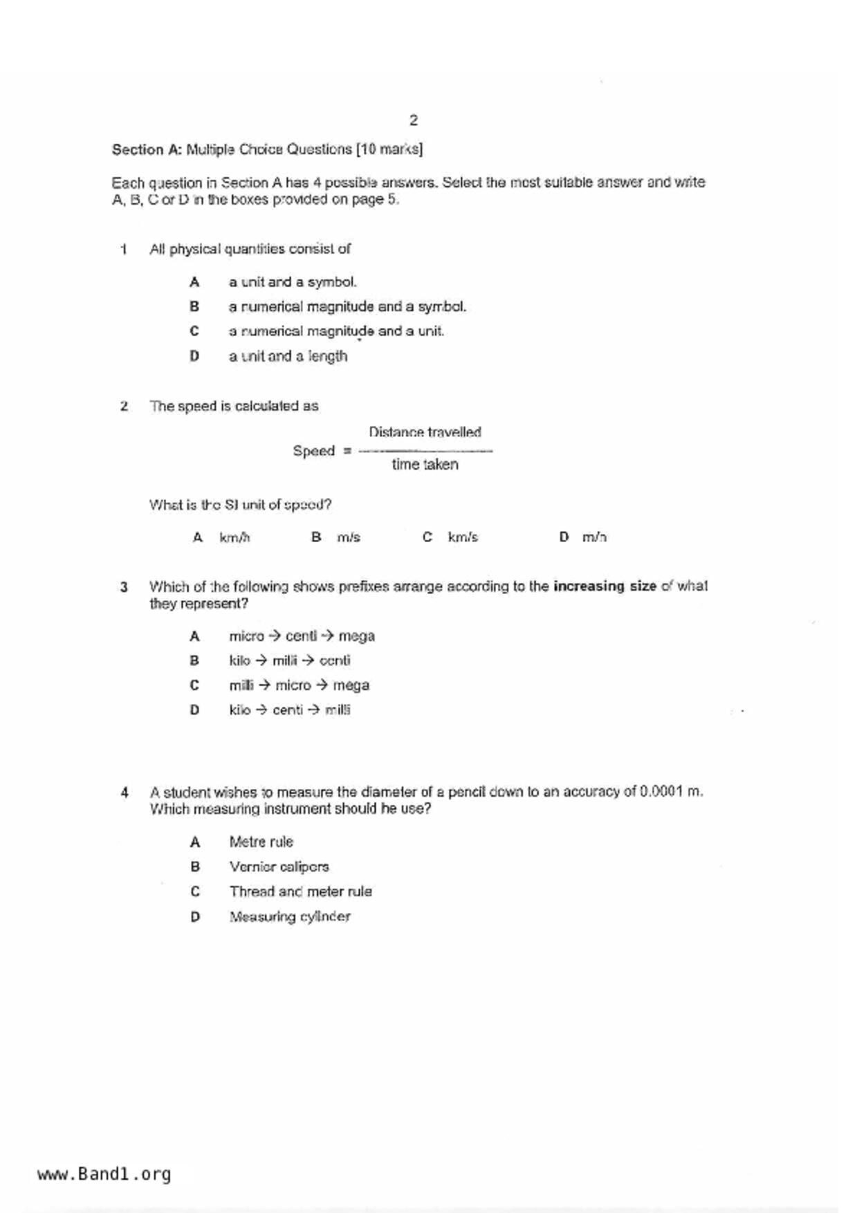 S1Science試卷