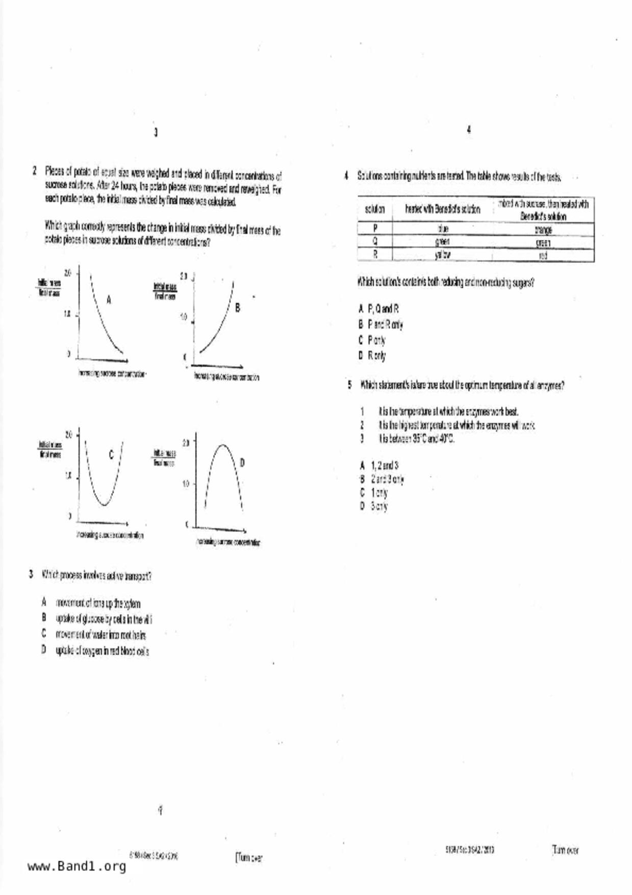 S3Pure Biology試卷