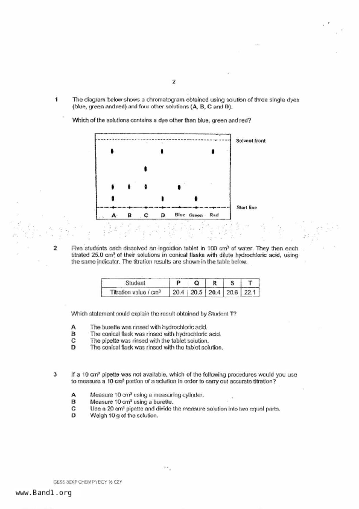 S3Pure Chemistry試卷