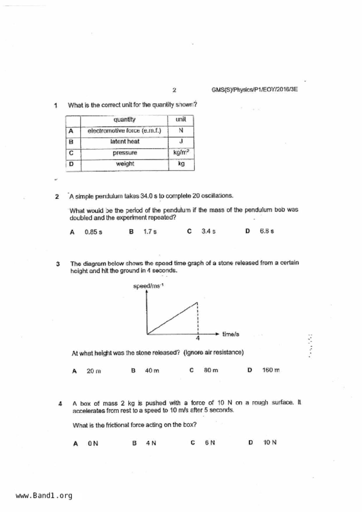 S3Pure Physics試卷