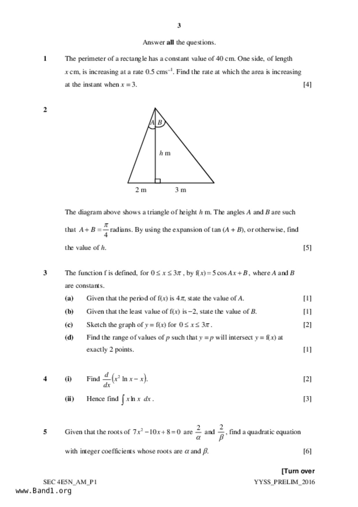 S5A Math試卷
