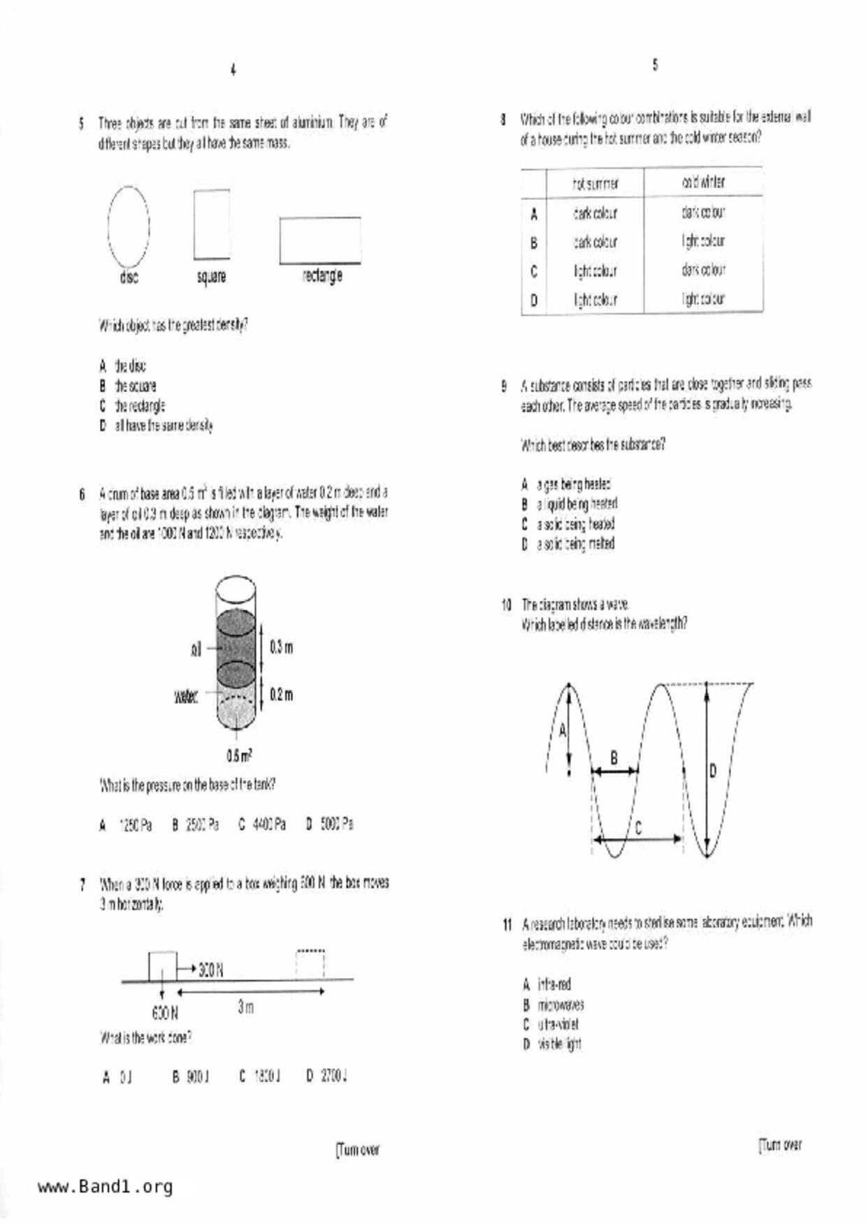 S5Combine Science (Physics / Chemistry)試卷