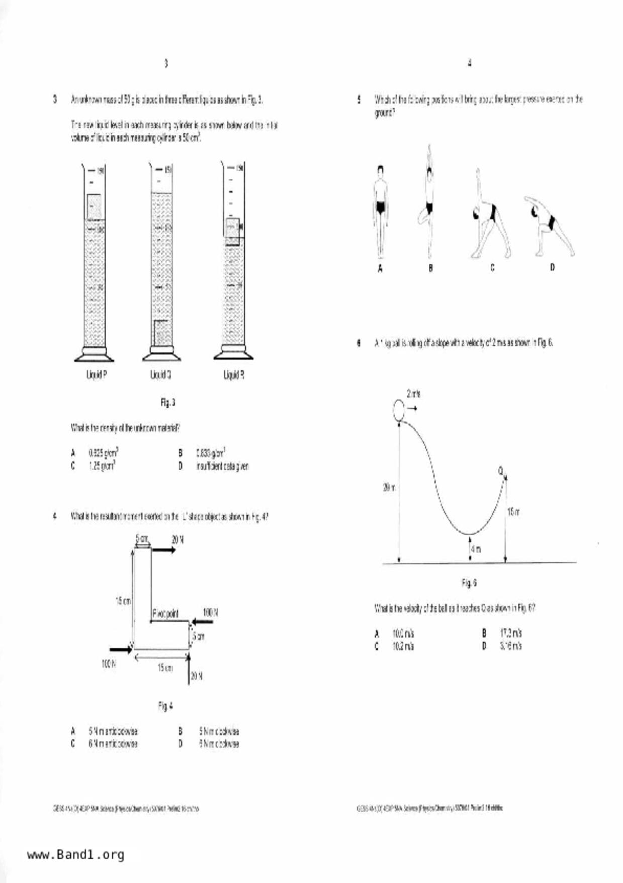 S5Combine Science (Physics / Chemistry)試卷