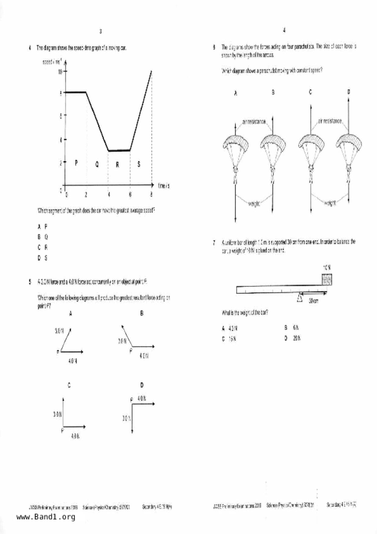 S5Combine Science (Physics / Chemistry)試卷