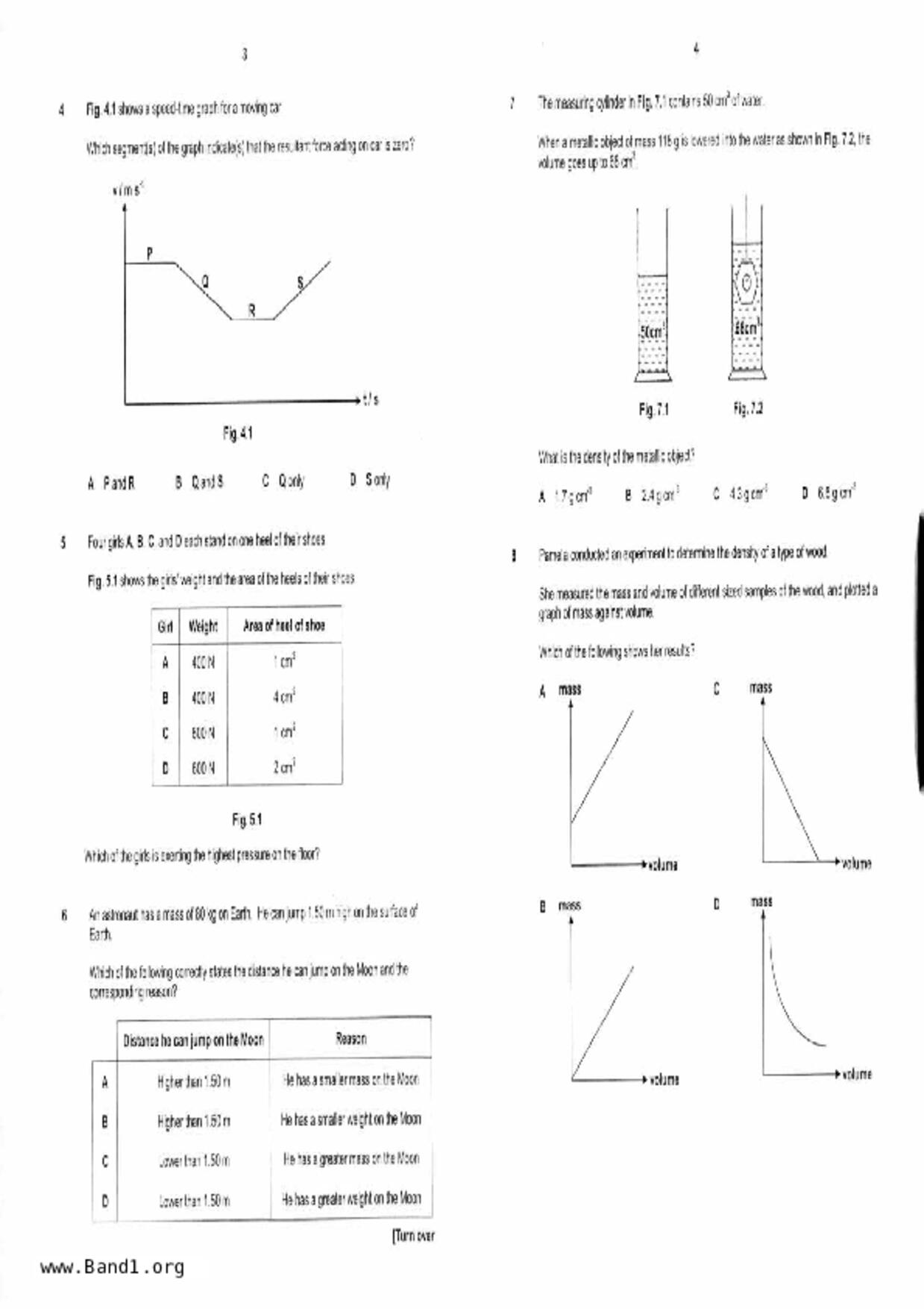 S5Combine Science (Physics / Chemistry)試卷
