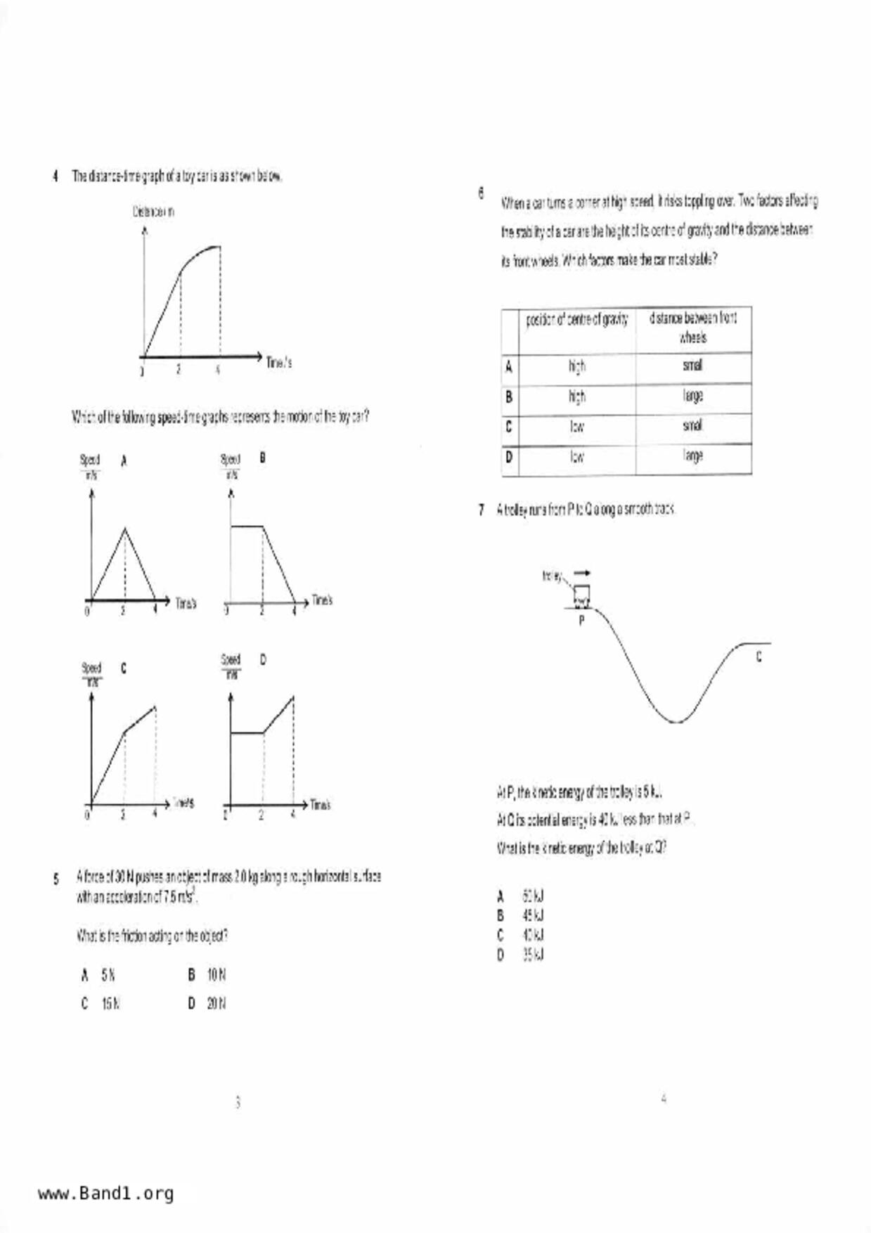 S5Combine Science (Physics / Chemistry)試卷
