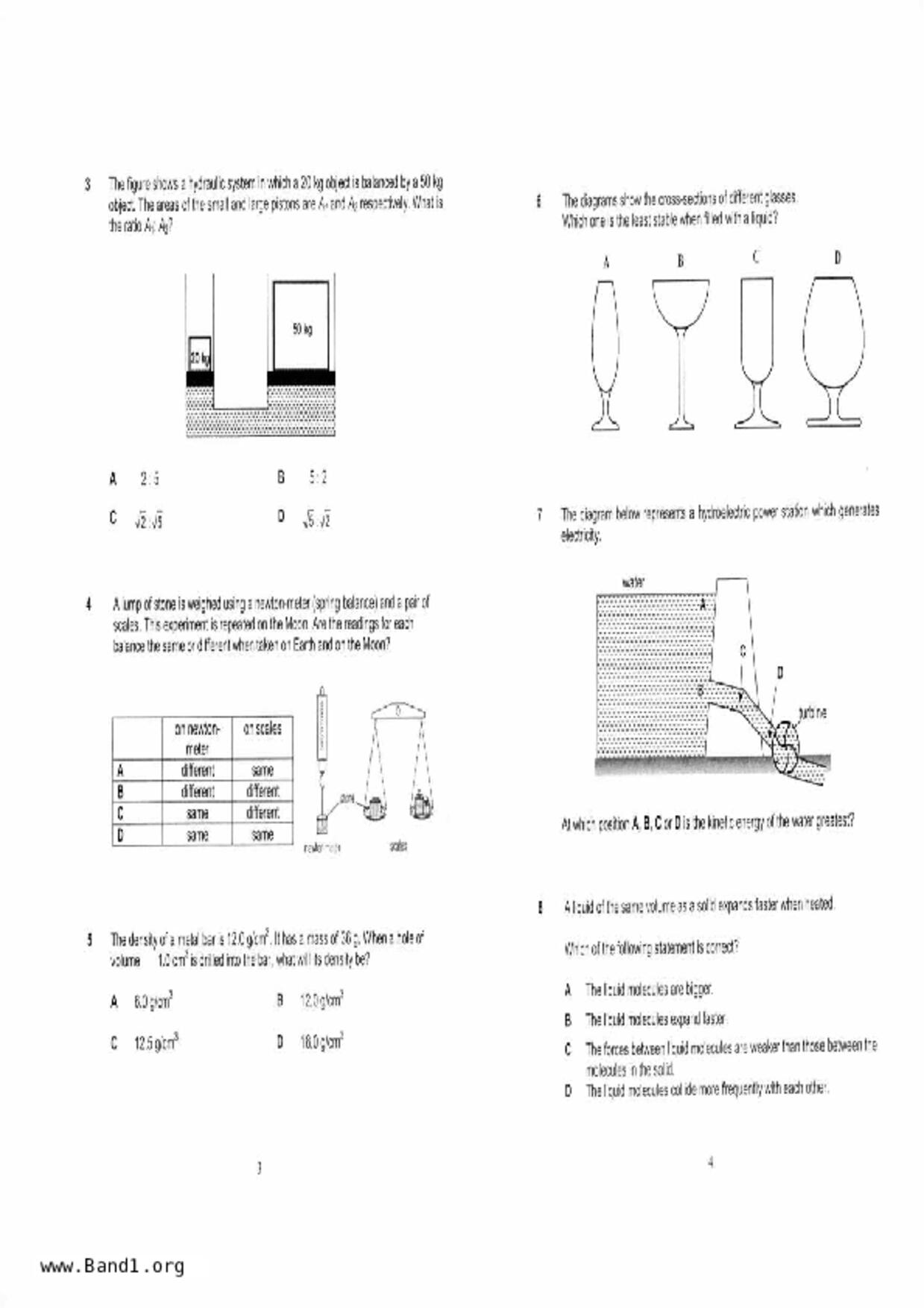 S5Combine Science (Physics / Chemistry)試卷