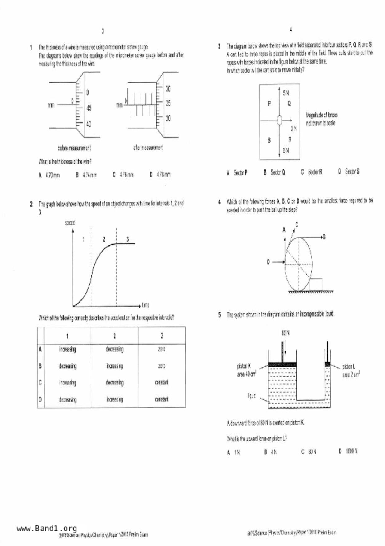 S5Combine Science (Physics / Chemistry)試卷