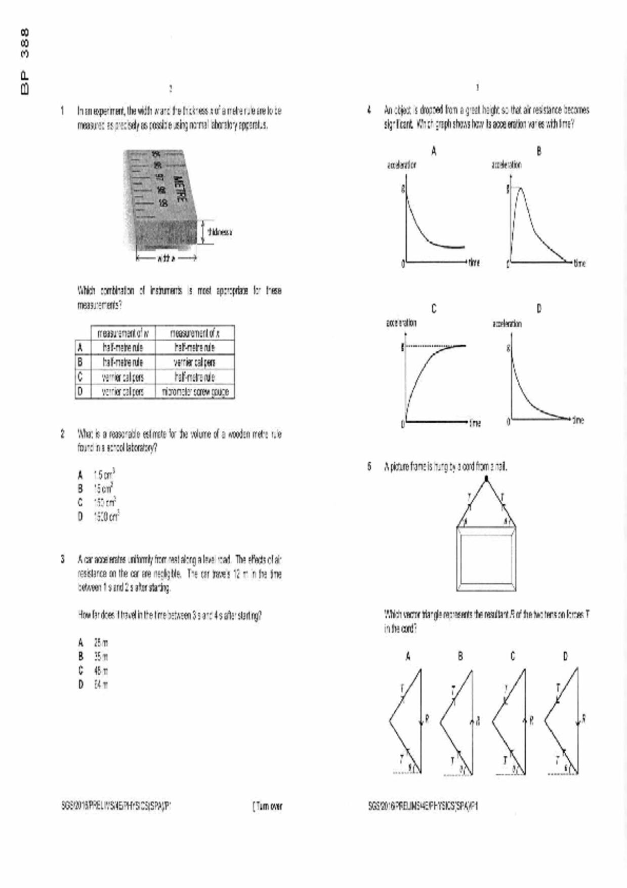 S5Pure Physics試卷