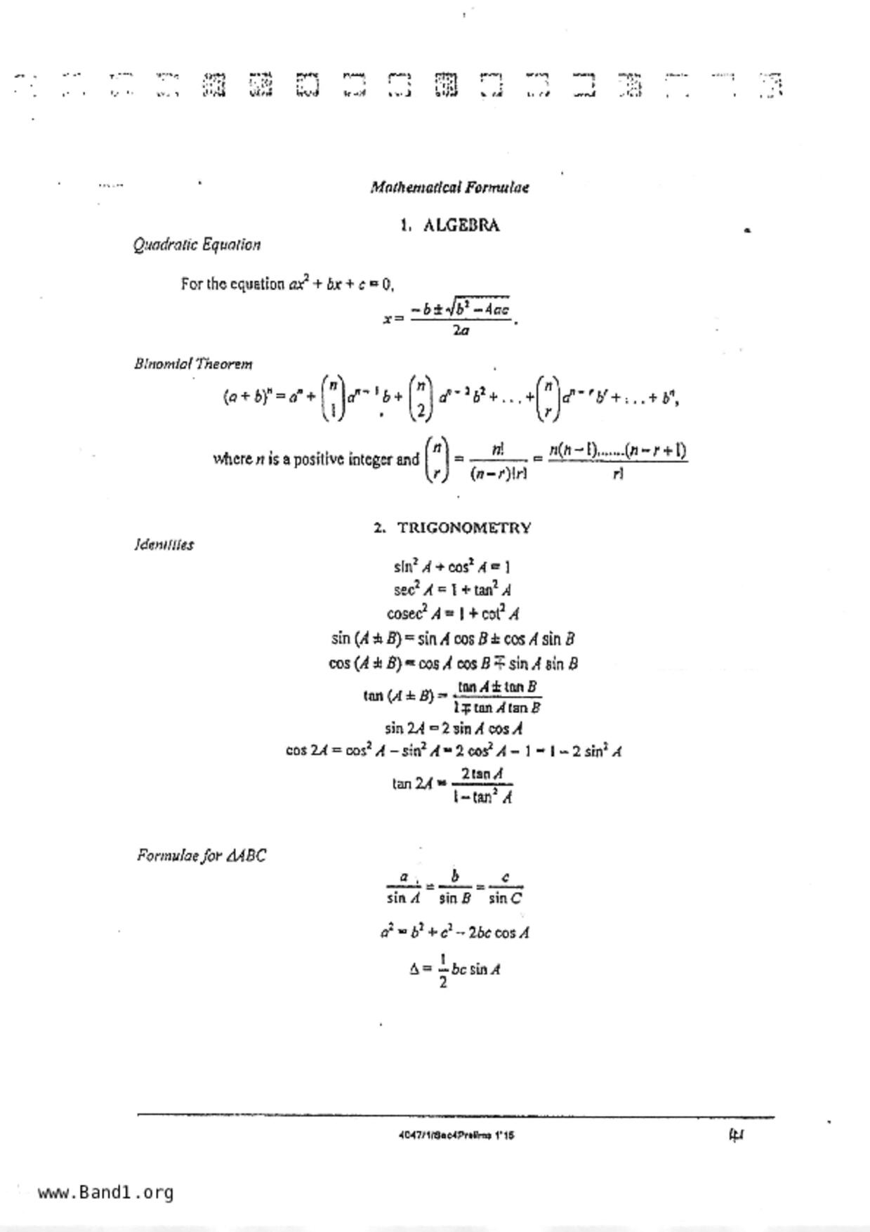 S5A Math試卷