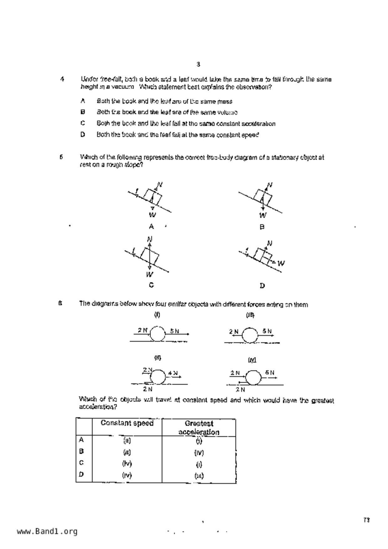 S5Combine Science (Physics)試卷